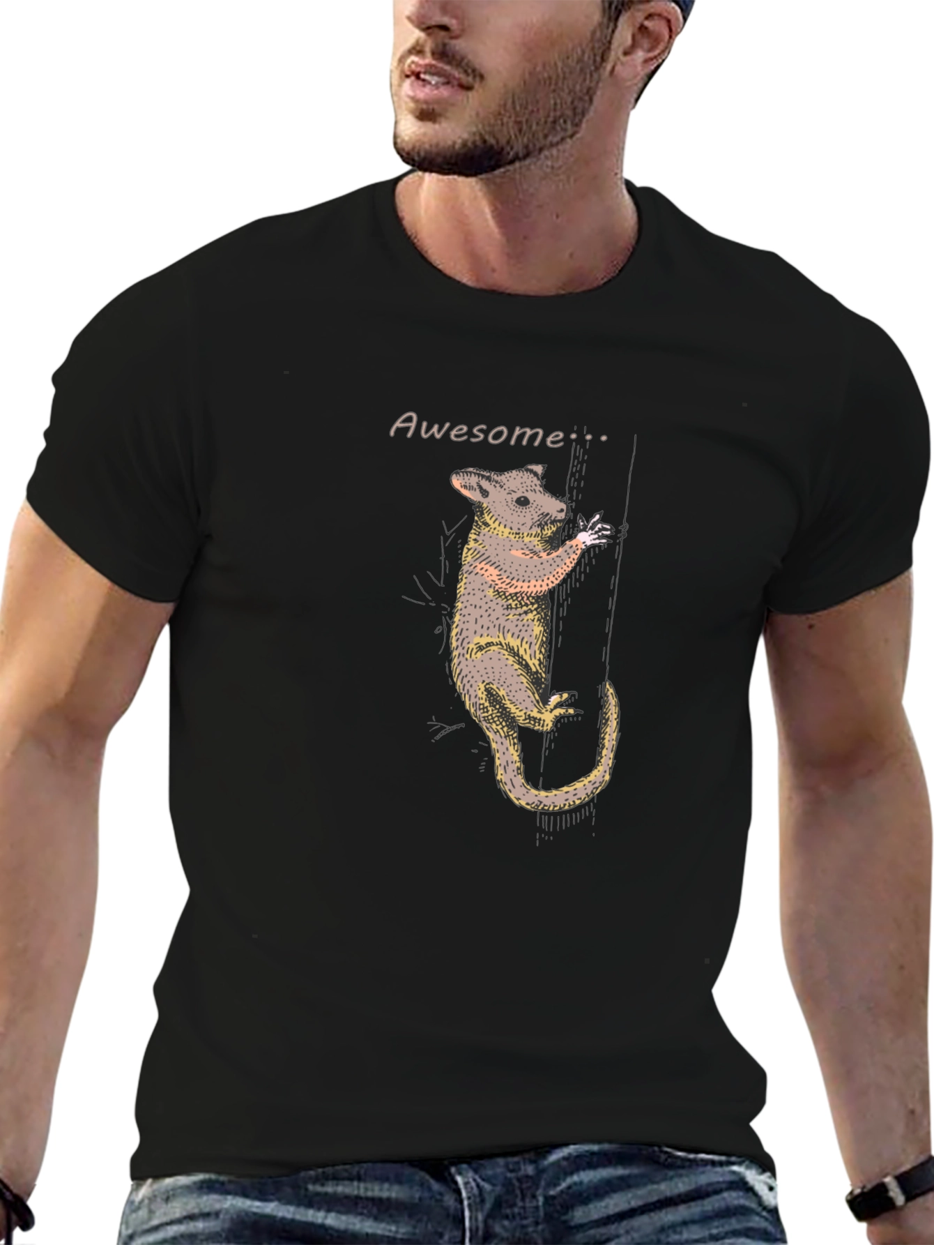 Awesome Opossum Graphic T-Shirt - Black