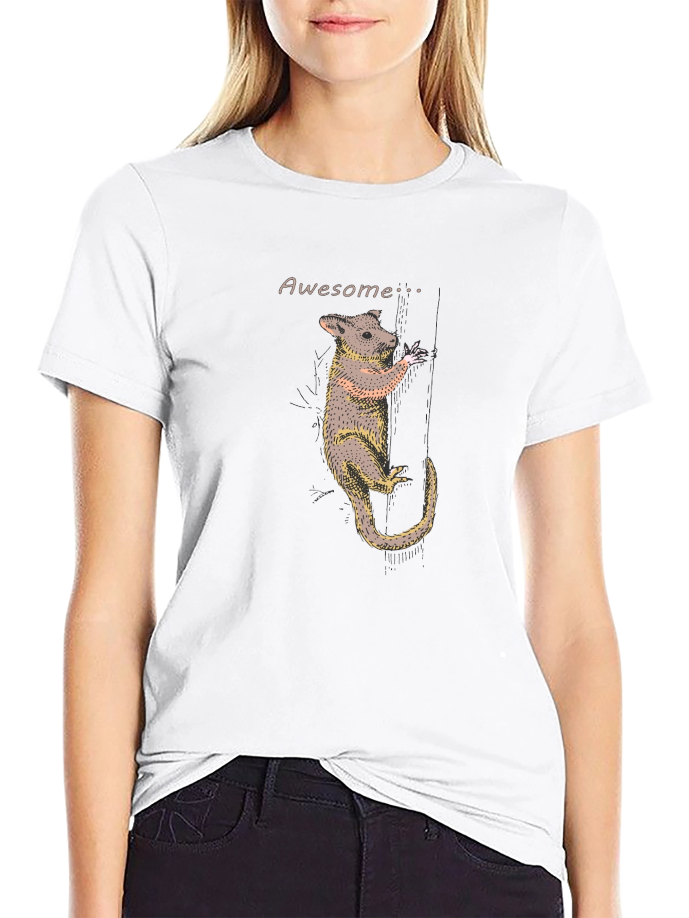 Awesome Opossum Graphic T-Shirt - Black