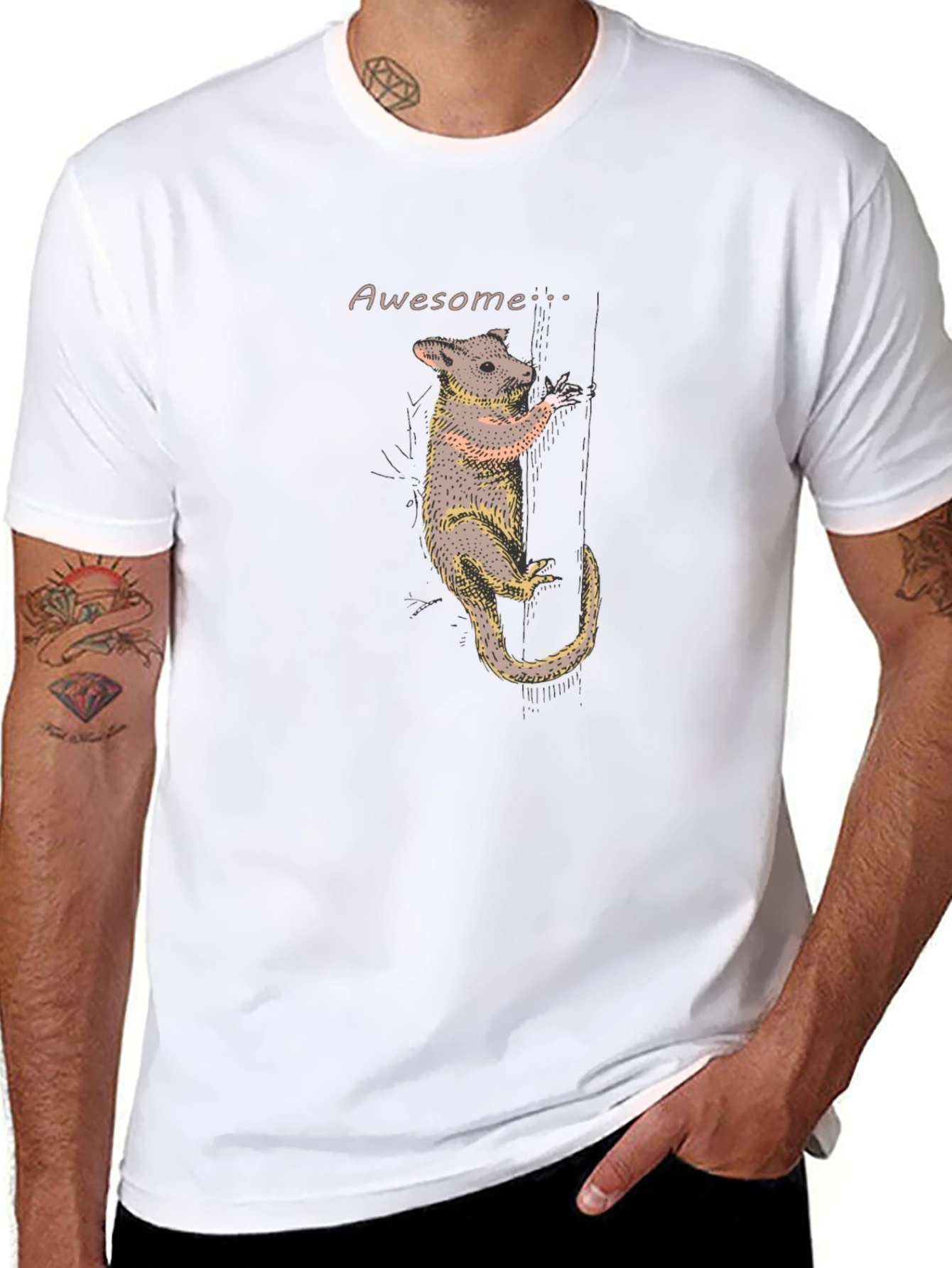 Awesome Opossum Graphic T-Shirt - Black