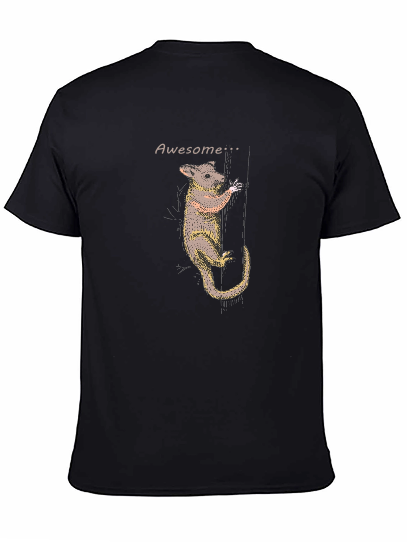 Awesome Opossum Graphic T-Shirt - Black