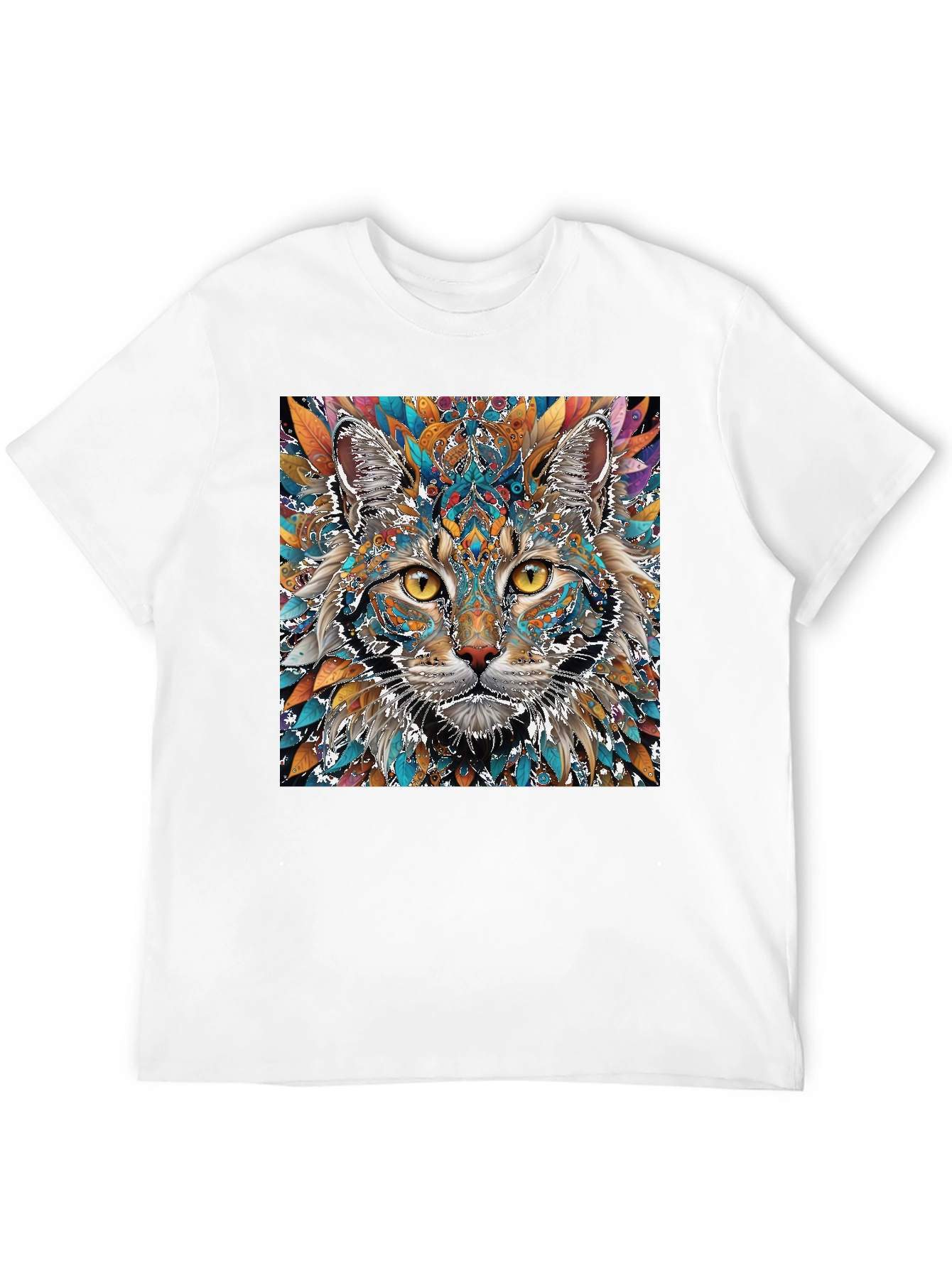 Abstract Cat Graphic Print Crew Neck T-Shirt
