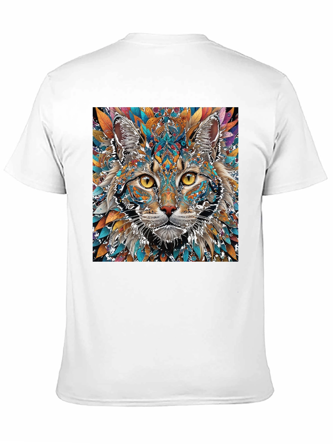 Abstract Cat Graphic Print Crew Neck T-Shirt