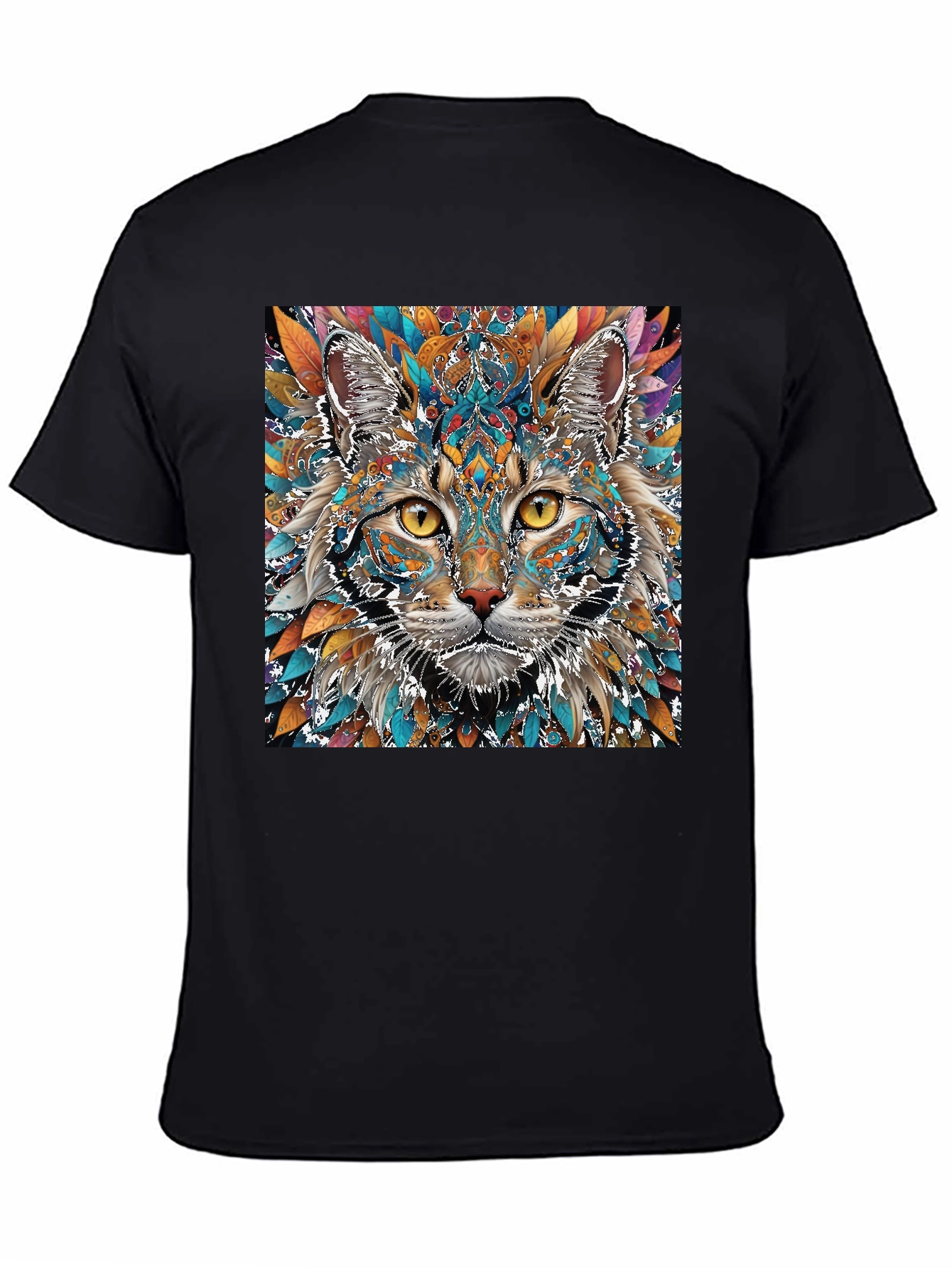 Abstract Cat Graphic Print Crew Neck T-Shirt