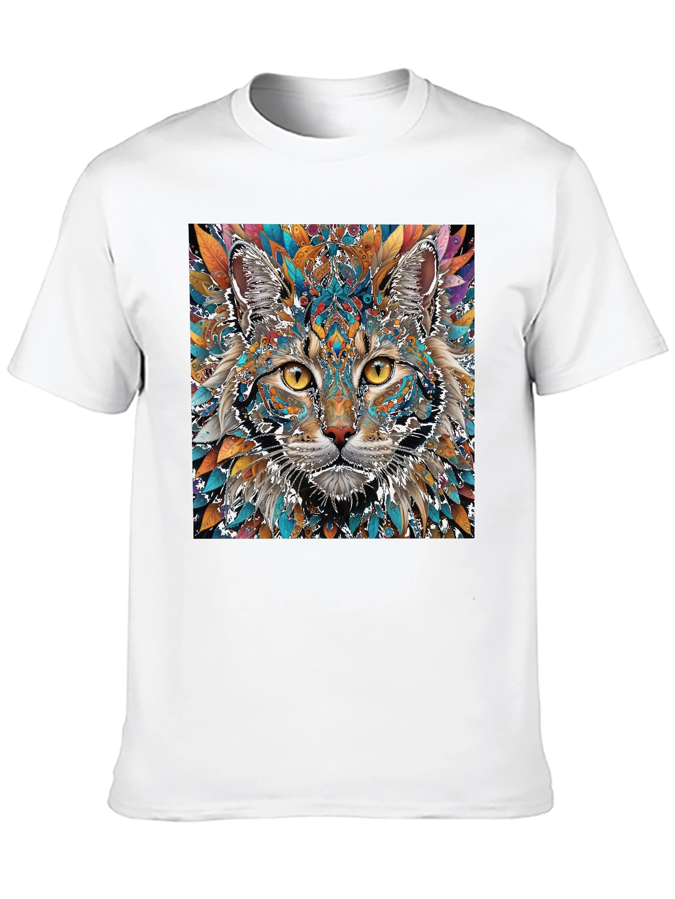 Abstract Cat Graphic Print Crew Neck T-Shirt
