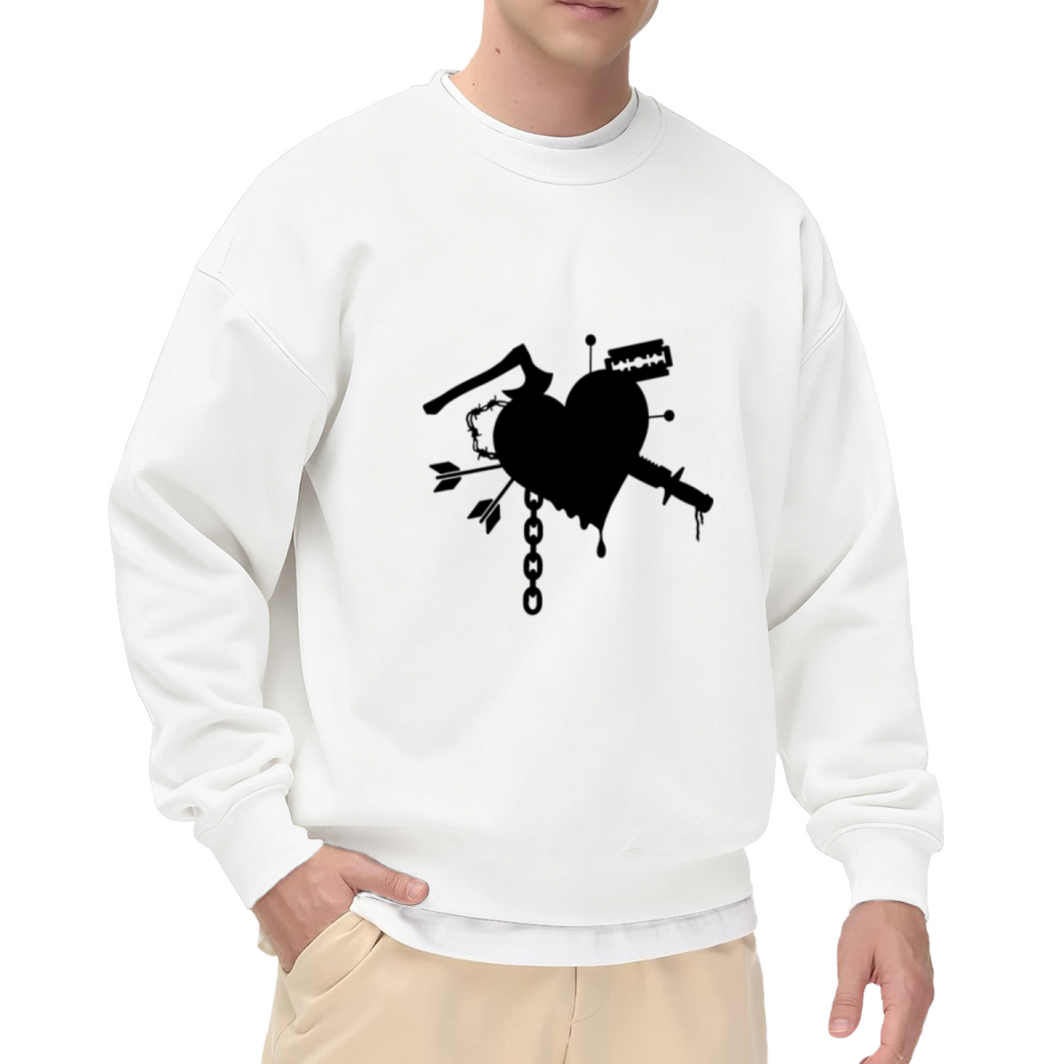 Dripping Heart Dark Art Design - Crewneck Sweatshirt | Gothic, Edgy, Dark Art Gift