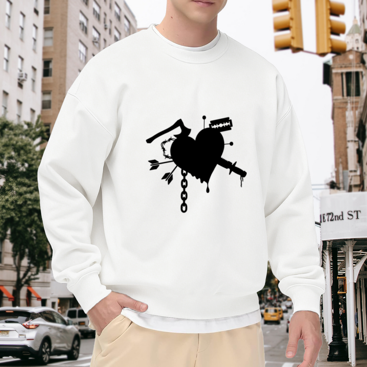 Dripping Heart Dark Art Design - Crewneck Sweatshirt | Gothic, Edgy, Dark Art Gift