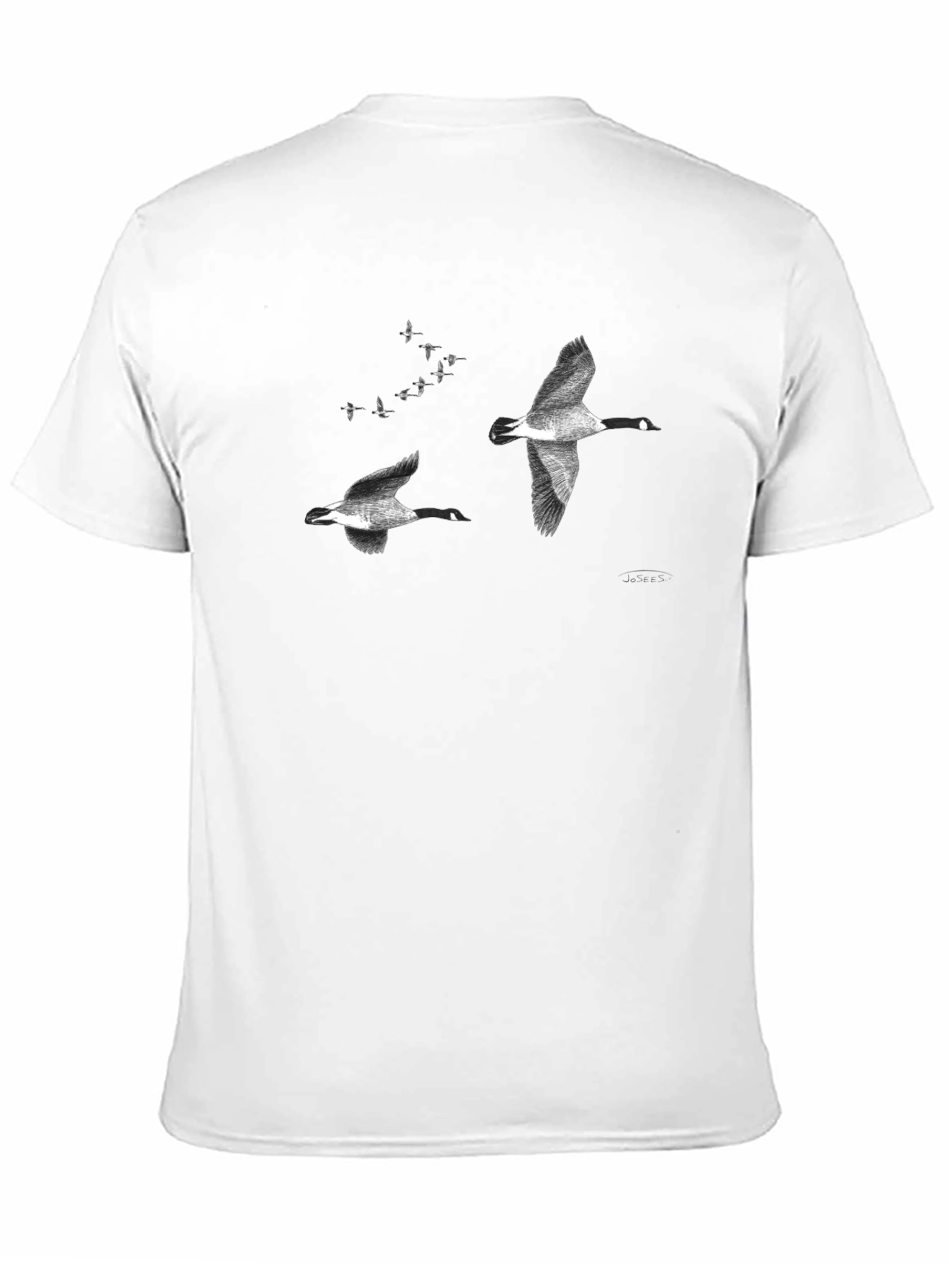 Flying Geese Graphic Tee - Black Cotton Casual T-Shirt