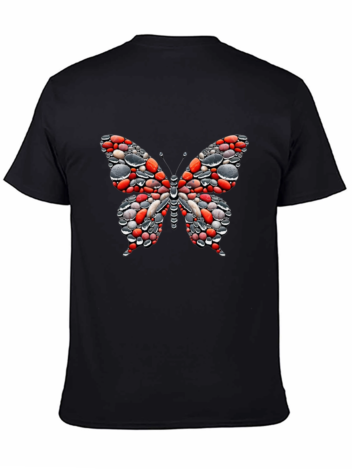 Butterfly Pebble Graphic Black T-Shirt