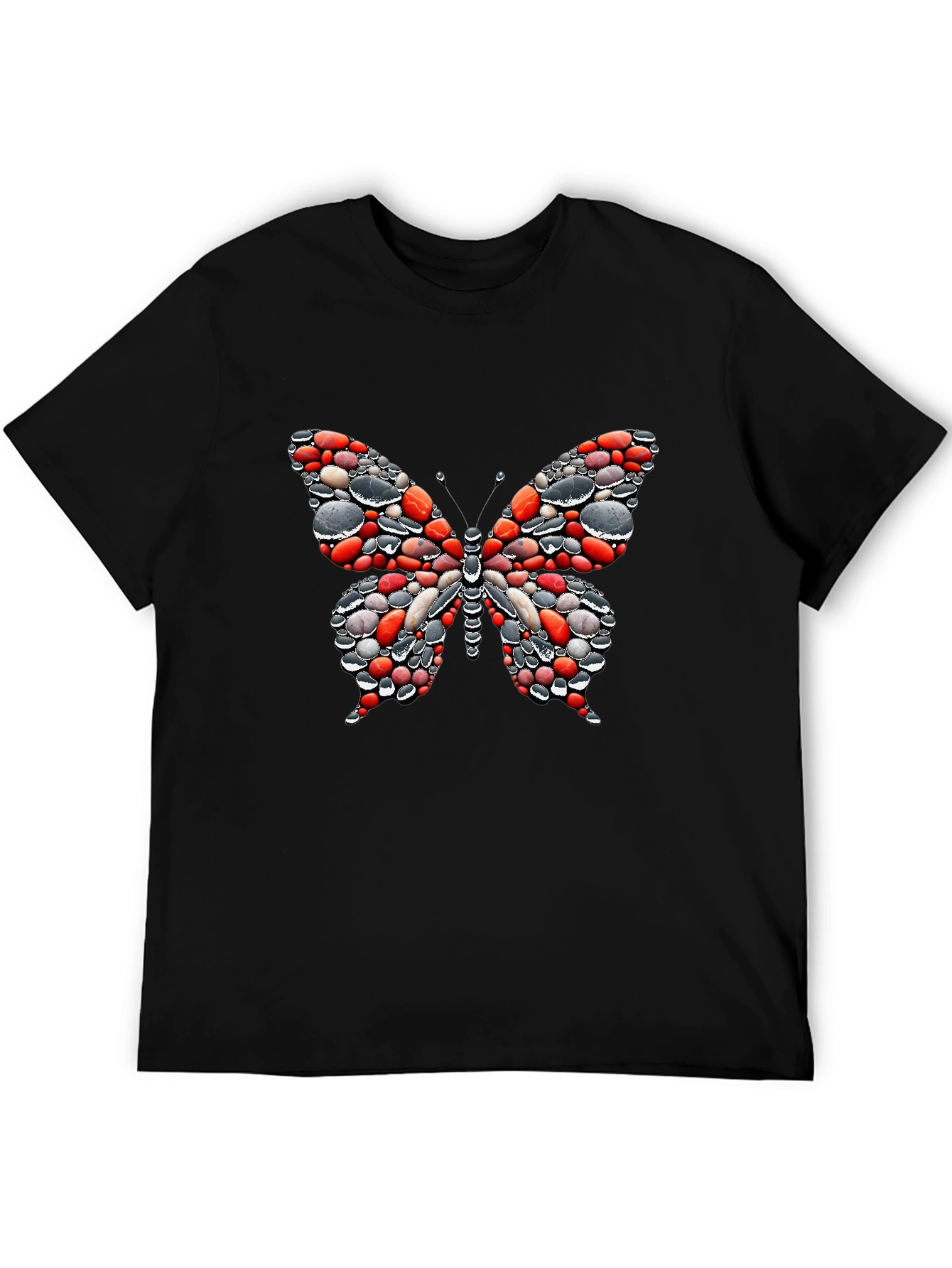 Butterfly Pebble Graphic Black T-Shirt