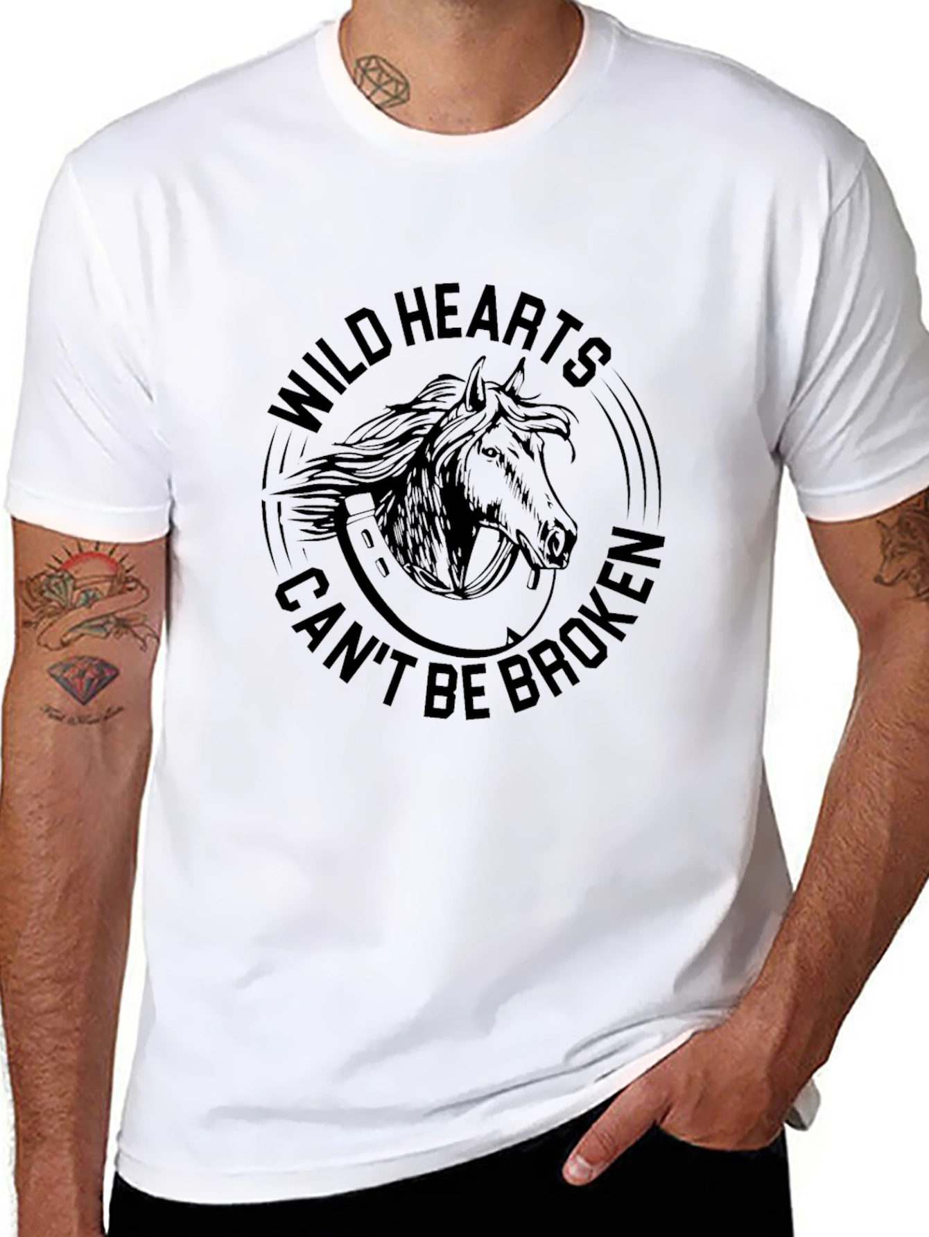 Wild Hearts Horse Graphic T-Shirt - Black