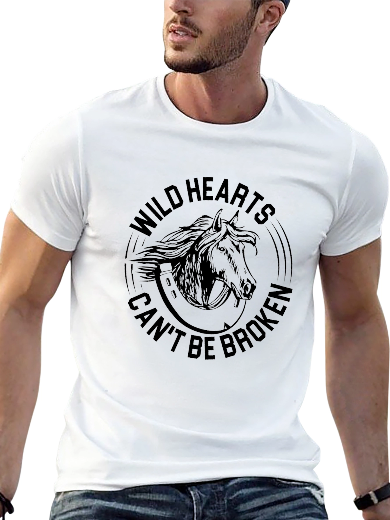Wild Hearts Horse Graphic T-Shirt - Black