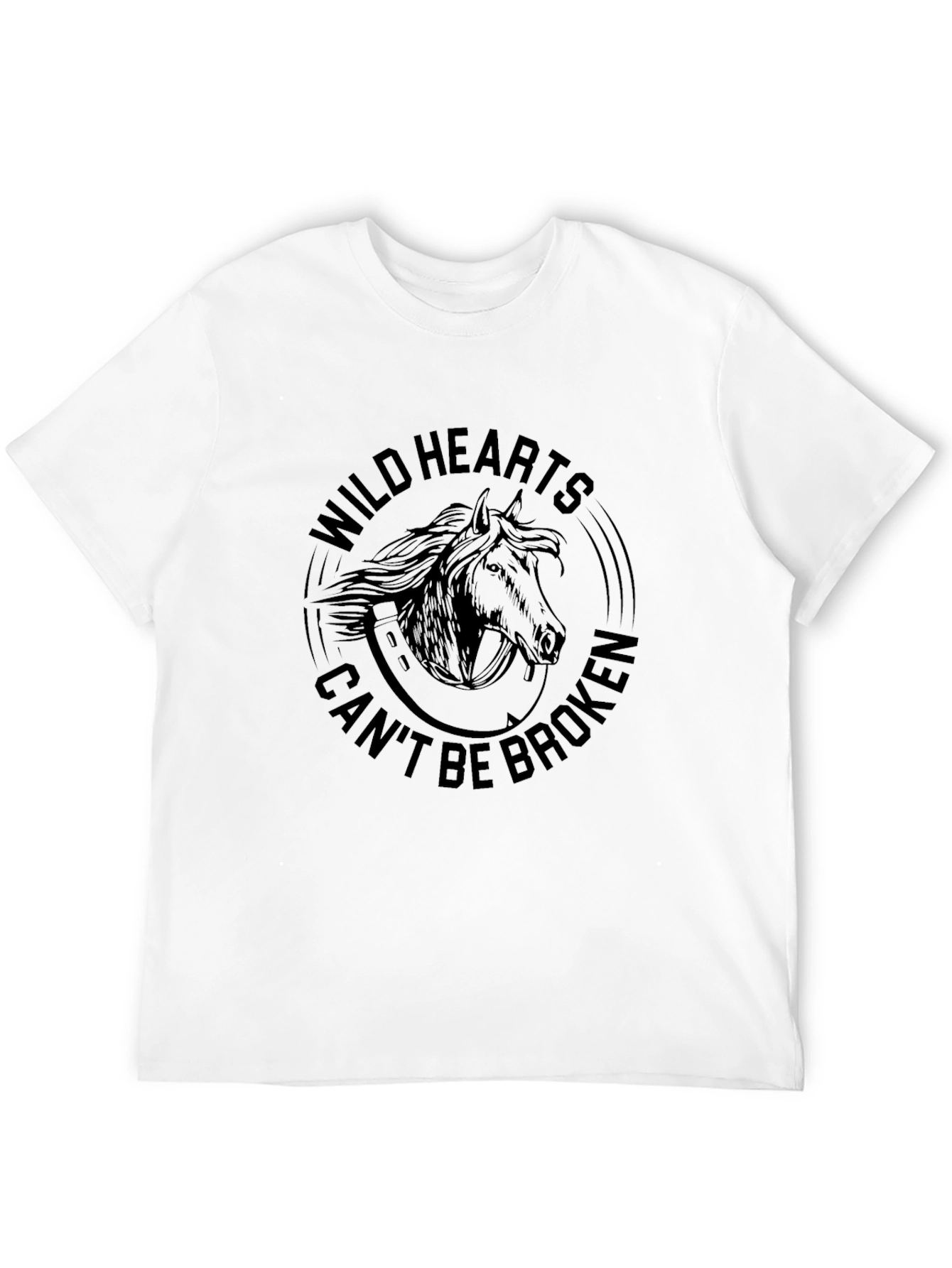 Wild Hearts Horse Graphic T-Shirt - Black