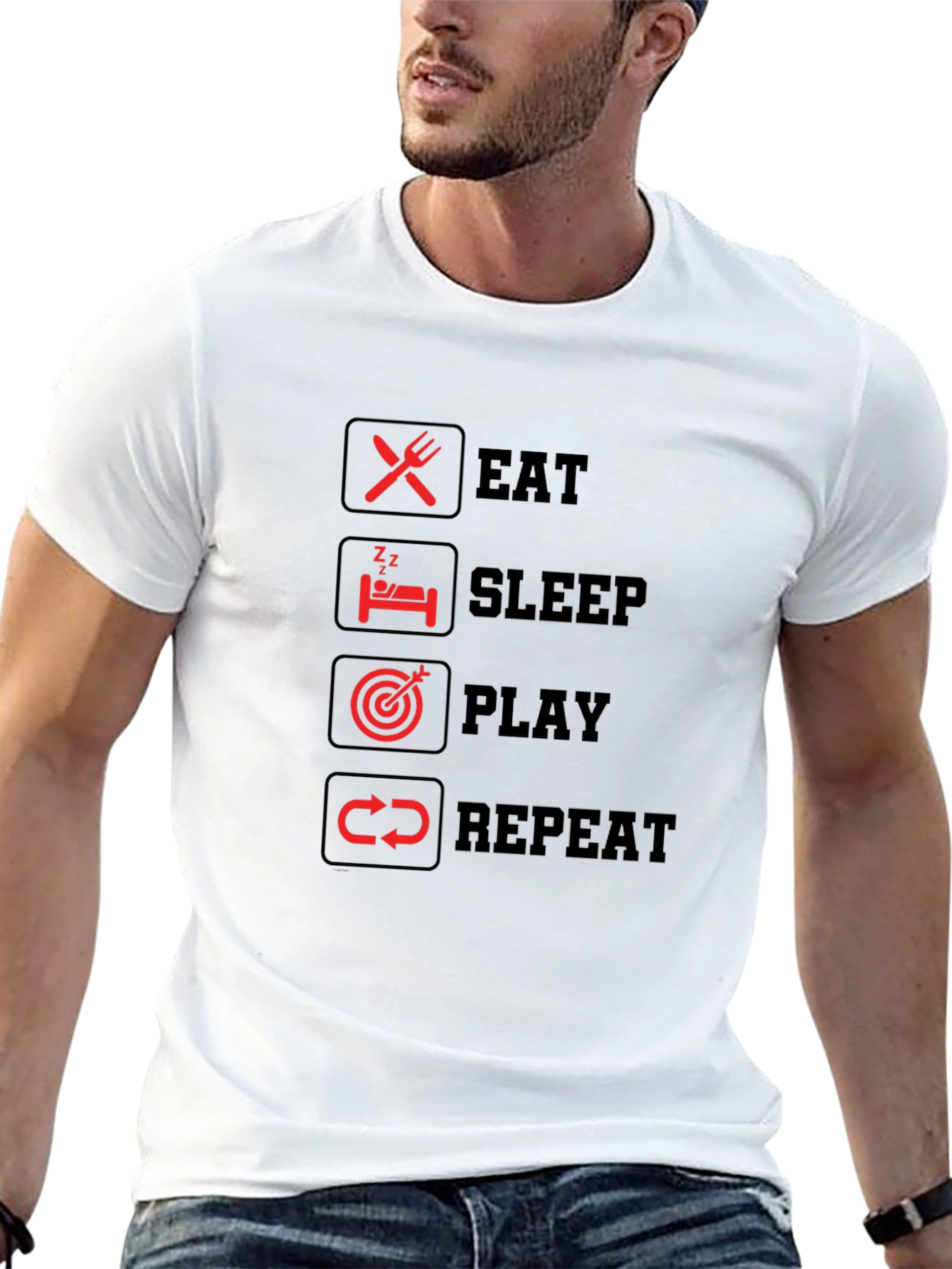 Eat Sleep Play Repeat Graphic T-Shirt