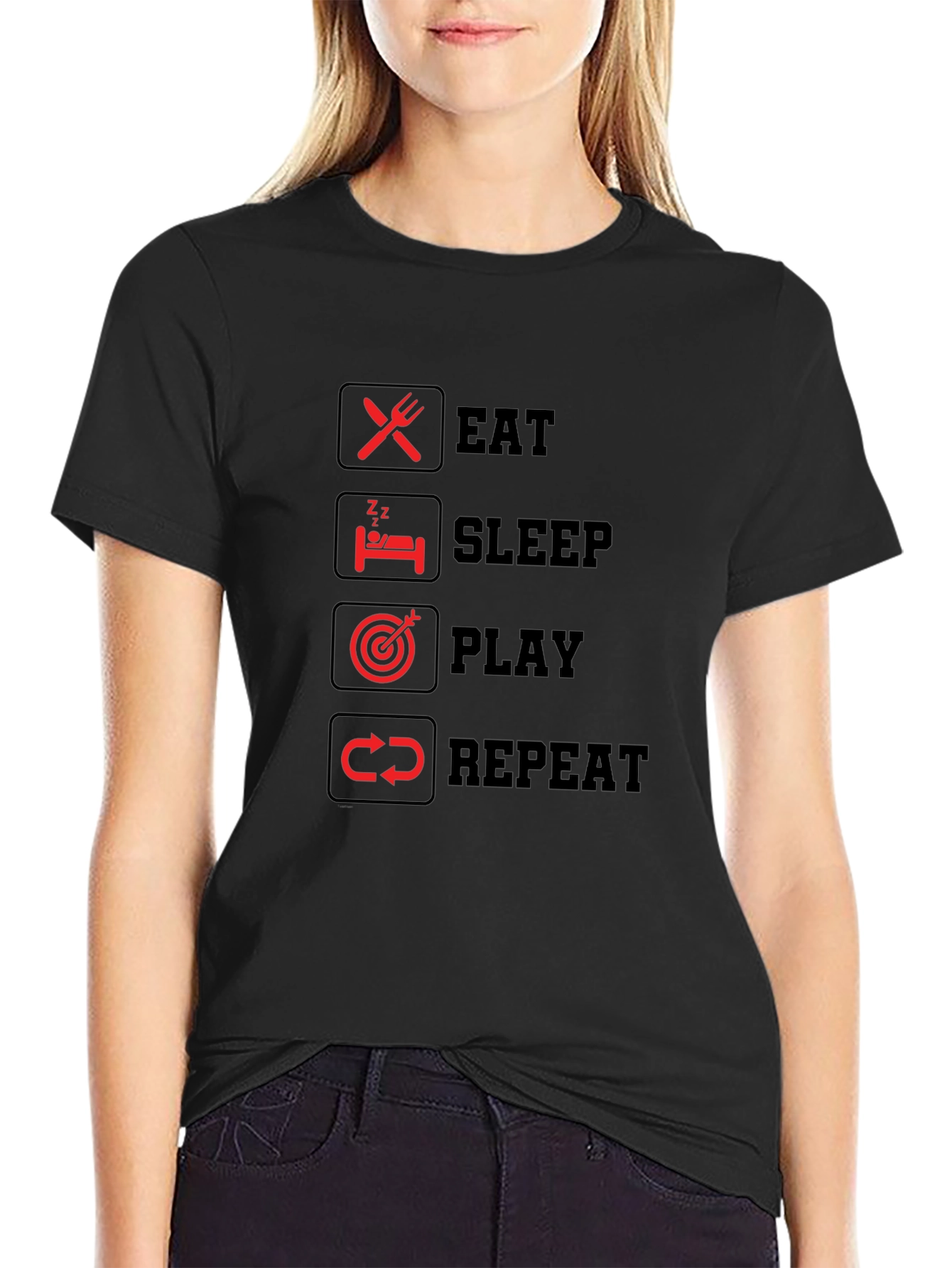 Eat Sleep Play Repeat Graphic T-Shirt