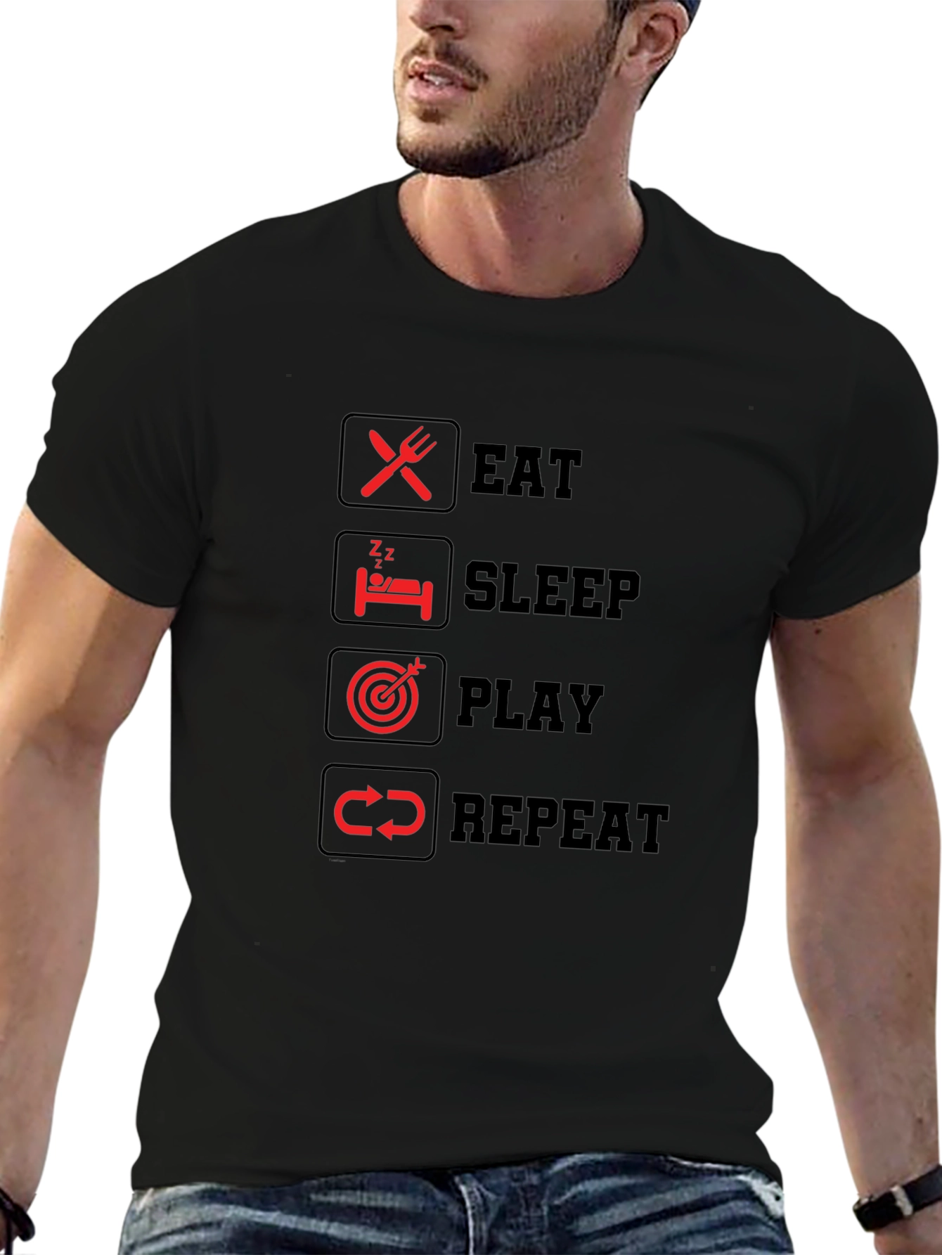 Eat Sleep Play Repeat Graphic T-Shirt