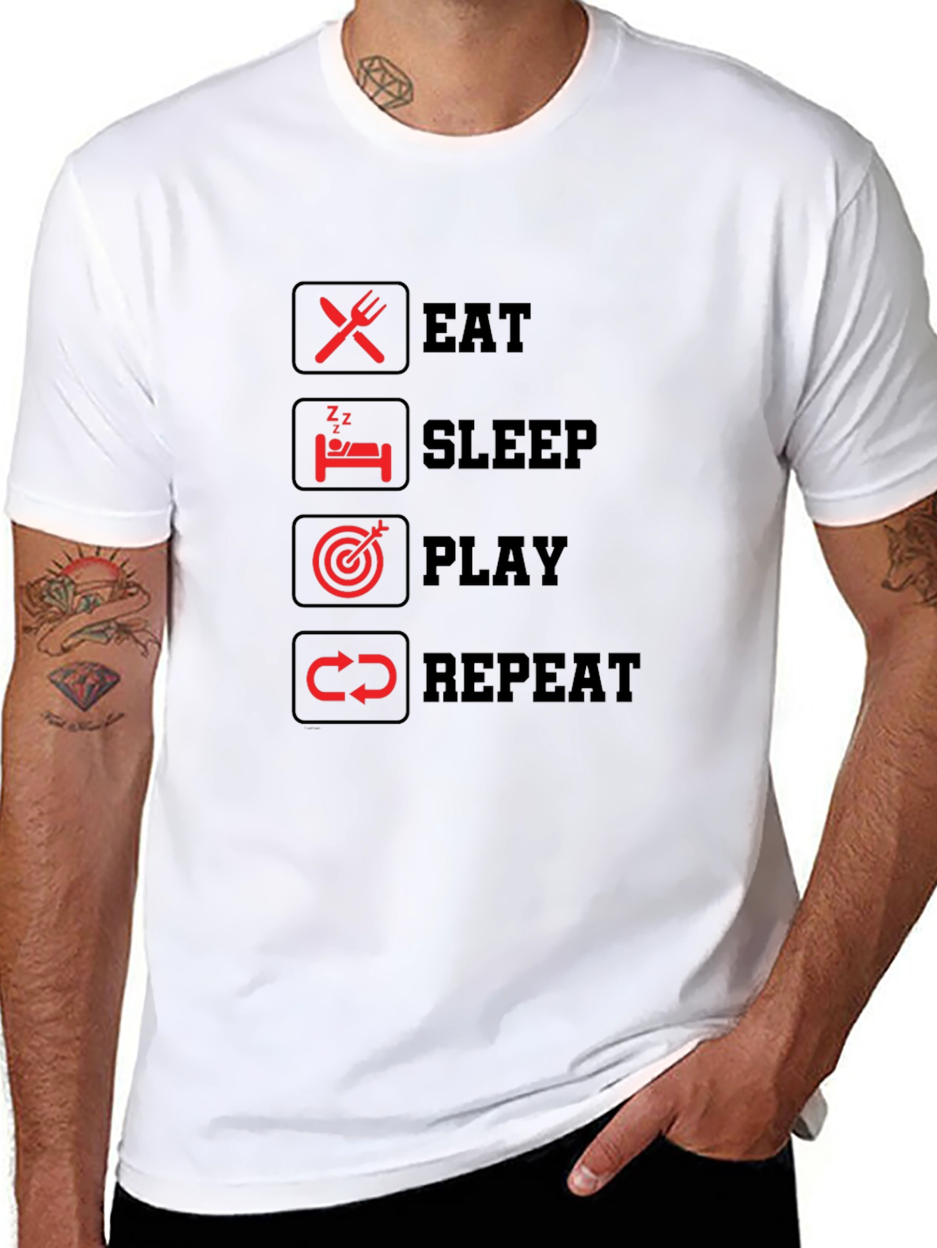 Eat Sleep Play Repeat Graphic T-Shirt