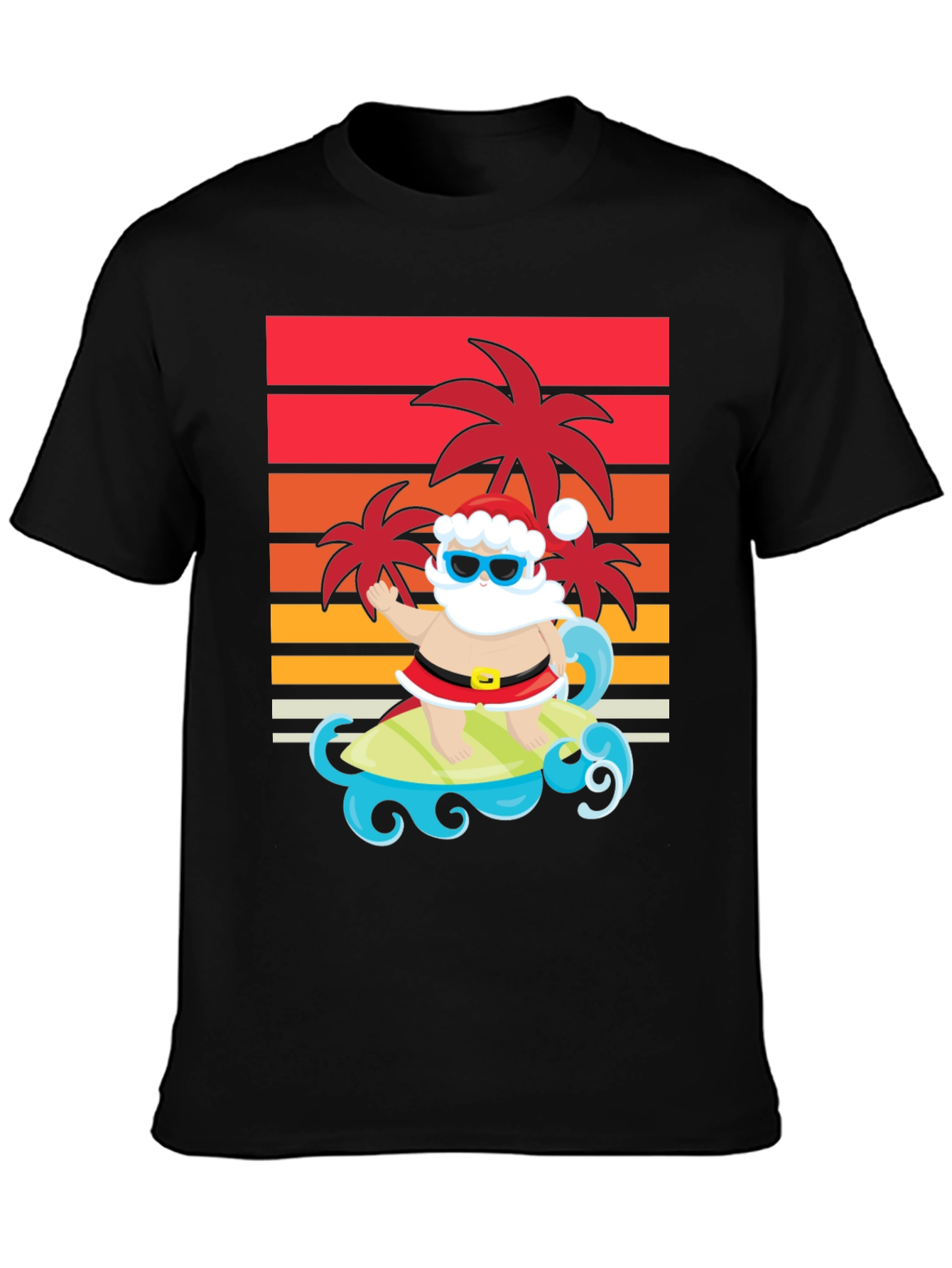 Surfing Santa Graphic Tee - Holiday Fun