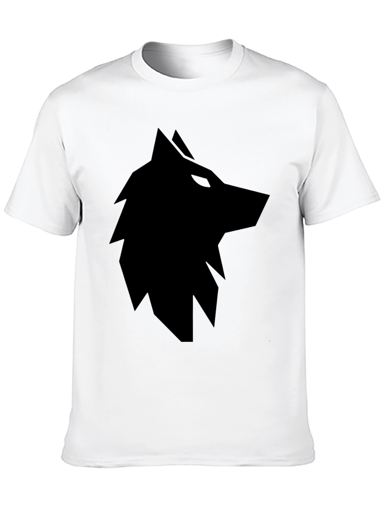 Mens Black T-Shirt with Geometric Wolf Graphic