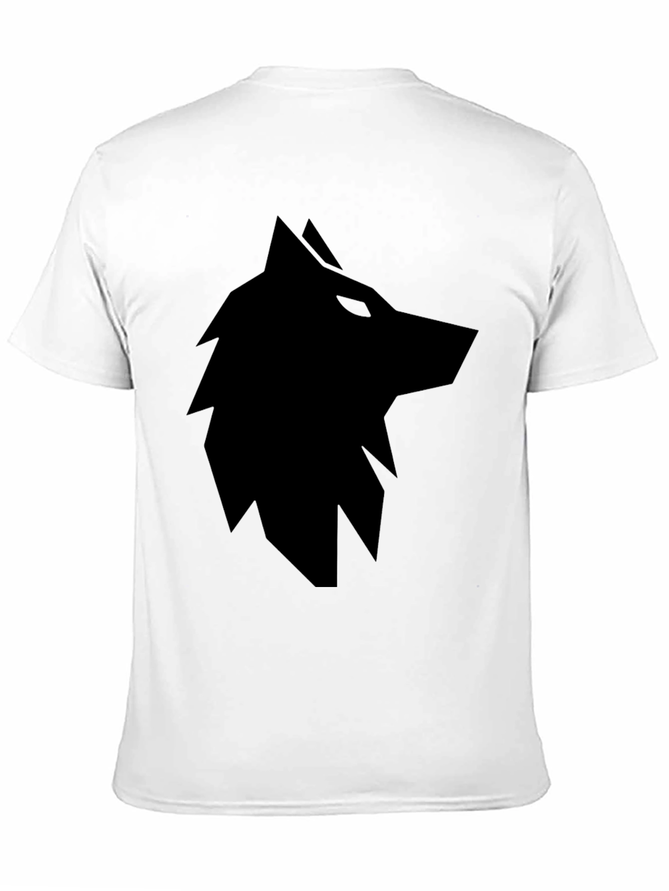 Mens Black T-Shirt with Geometric Wolf Graphic