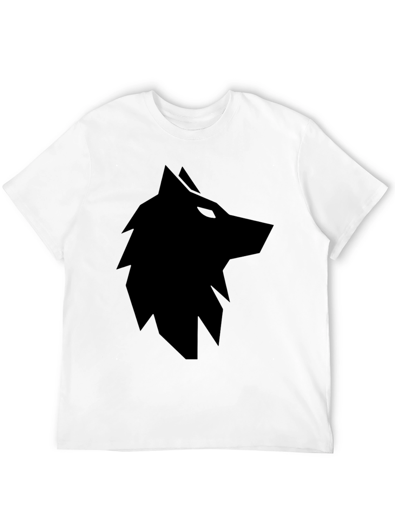 Mens Black T-Shirt with Geometric Wolf Graphic
