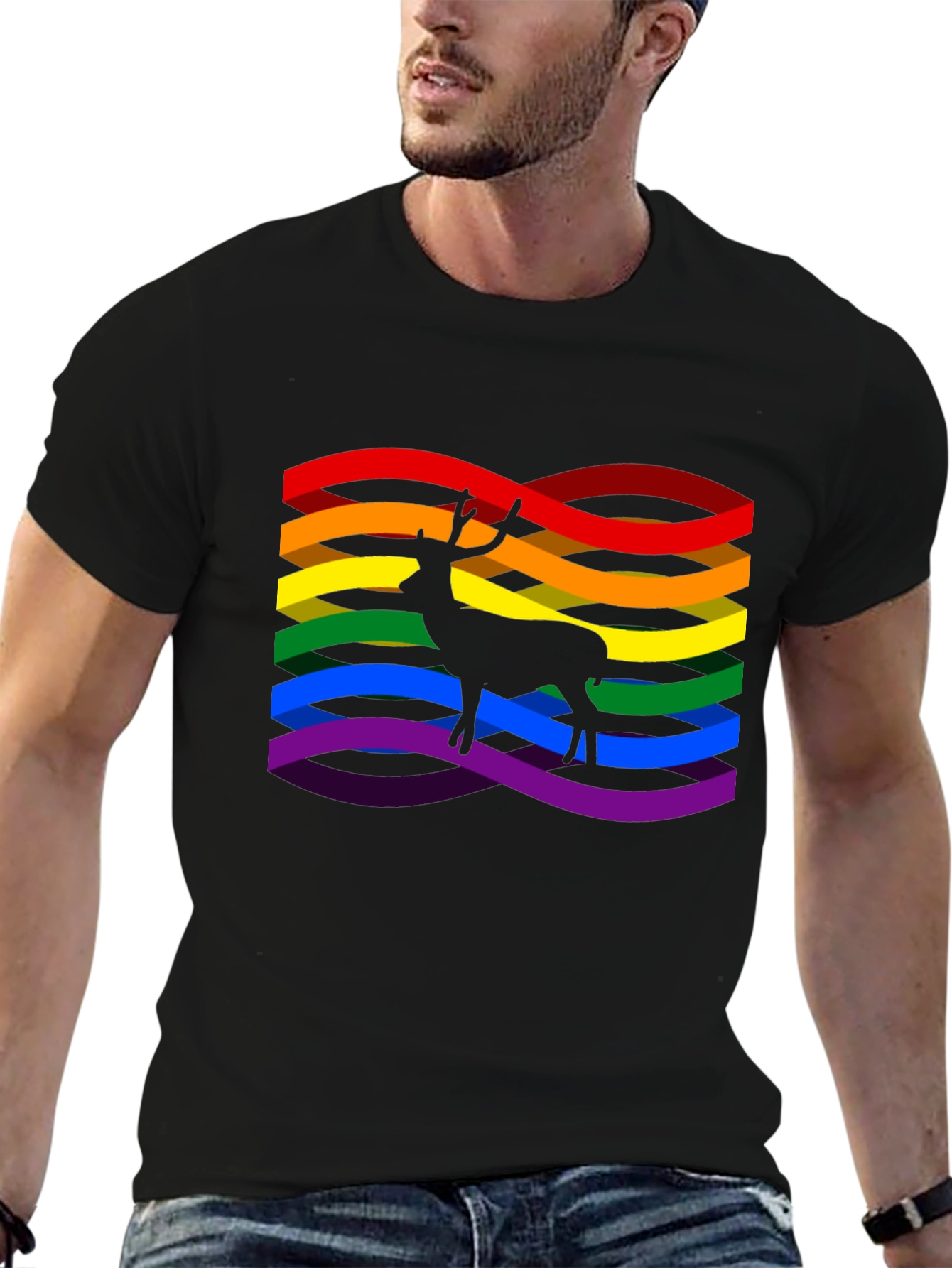 Rainbow Deer Graphic Tee - Pride Style