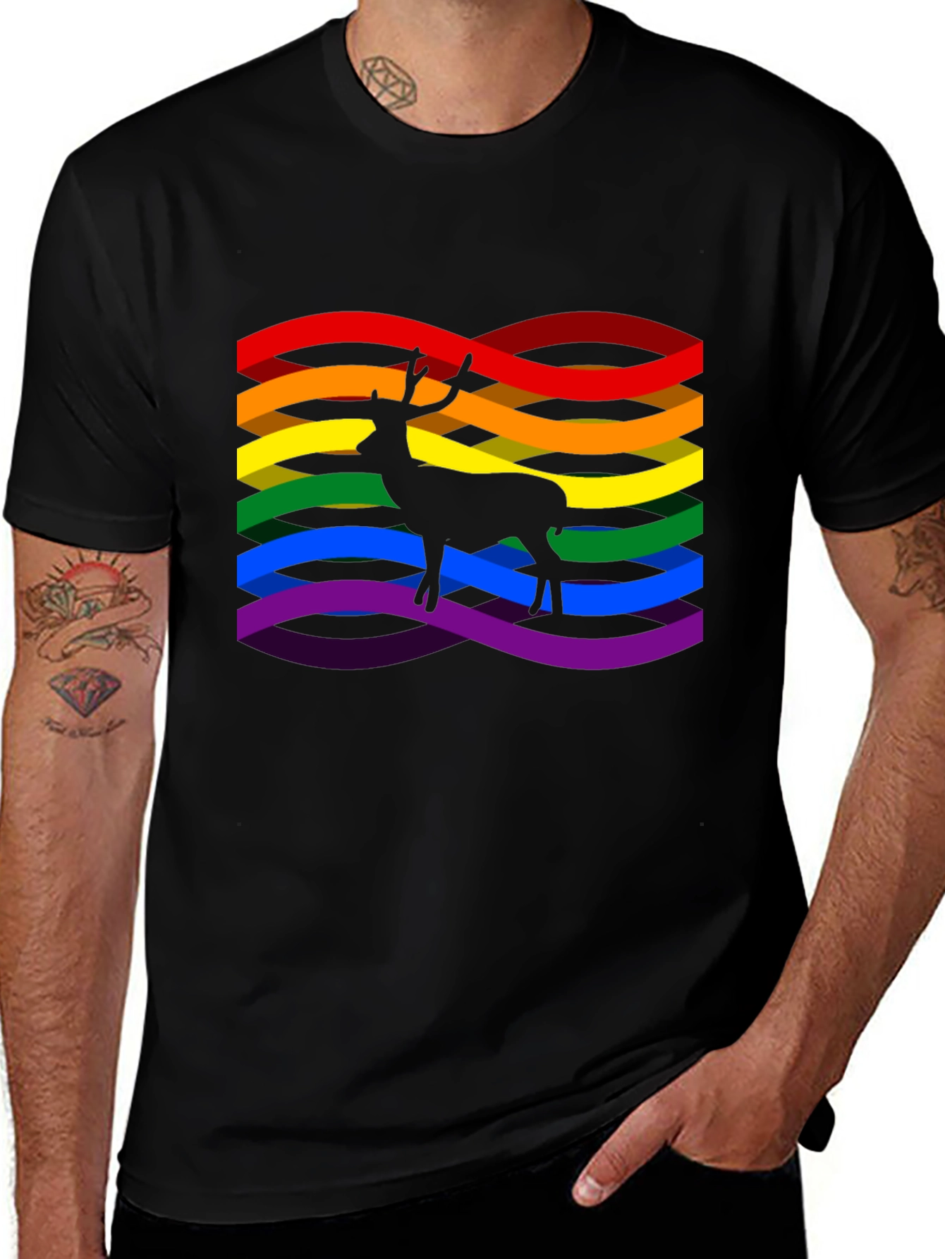 Rainbow Deer Graphic Tee - Pride Style