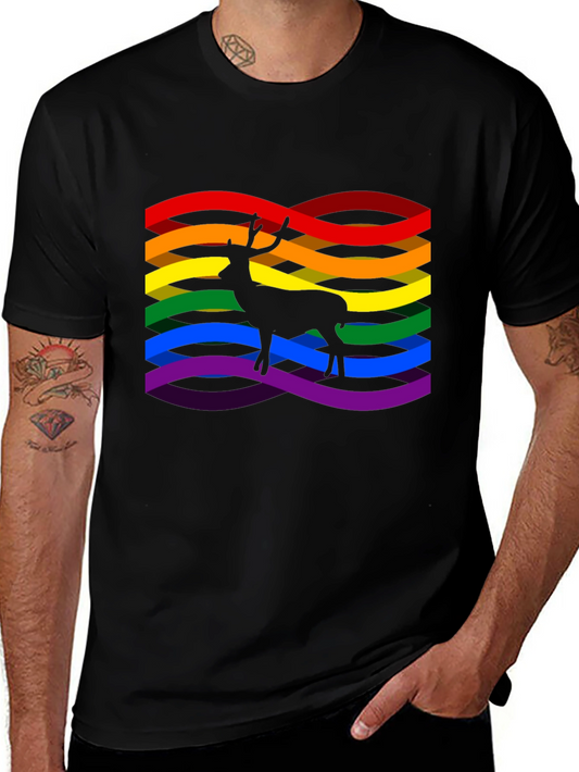 Rainbow Deer Graphic Tee - Pride Style