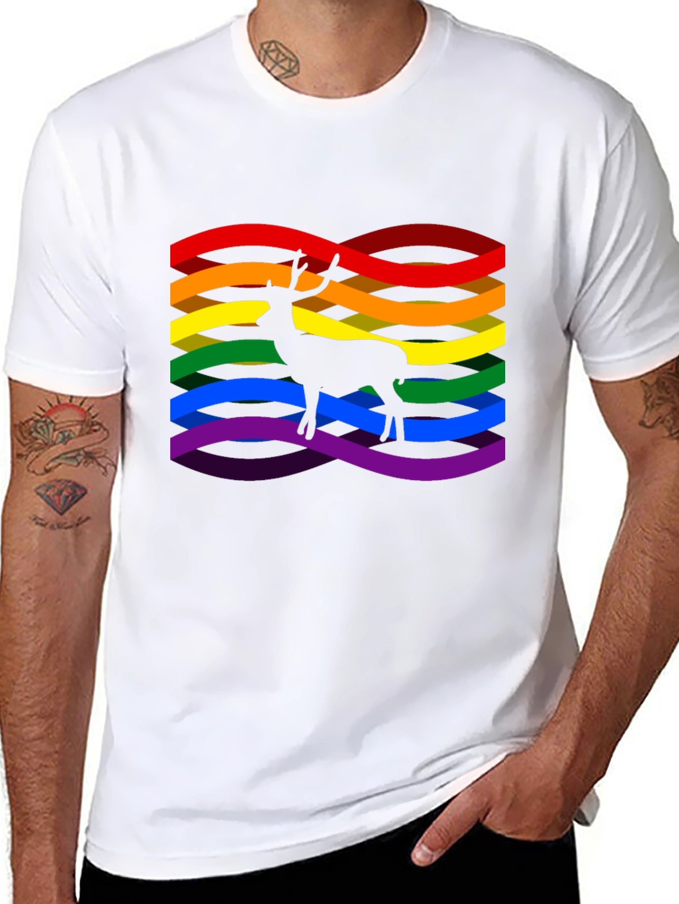 Rainbow Deer Graphic Tee - Pride Style