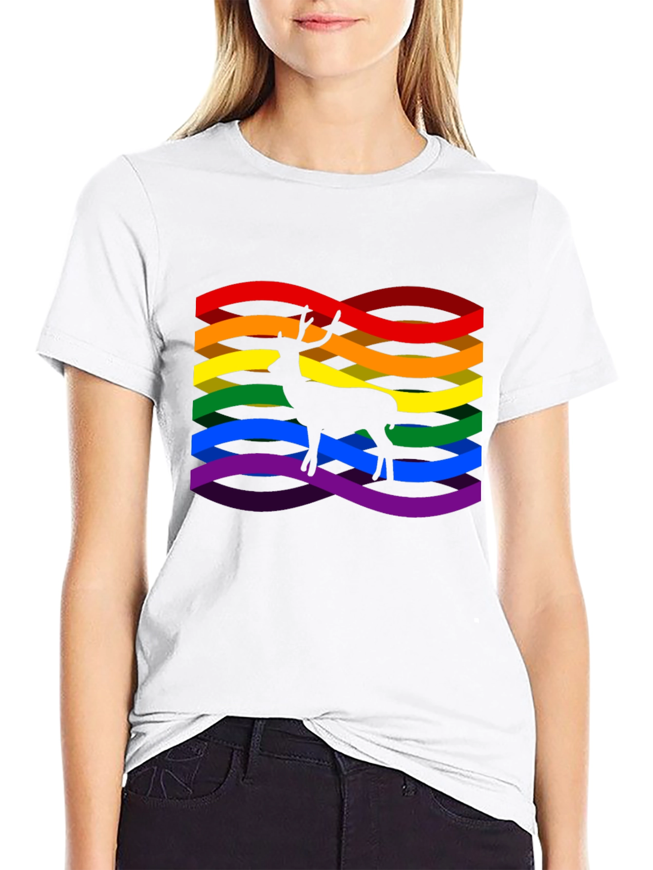 Rainbow Deer Graphic Tee - Pride Style