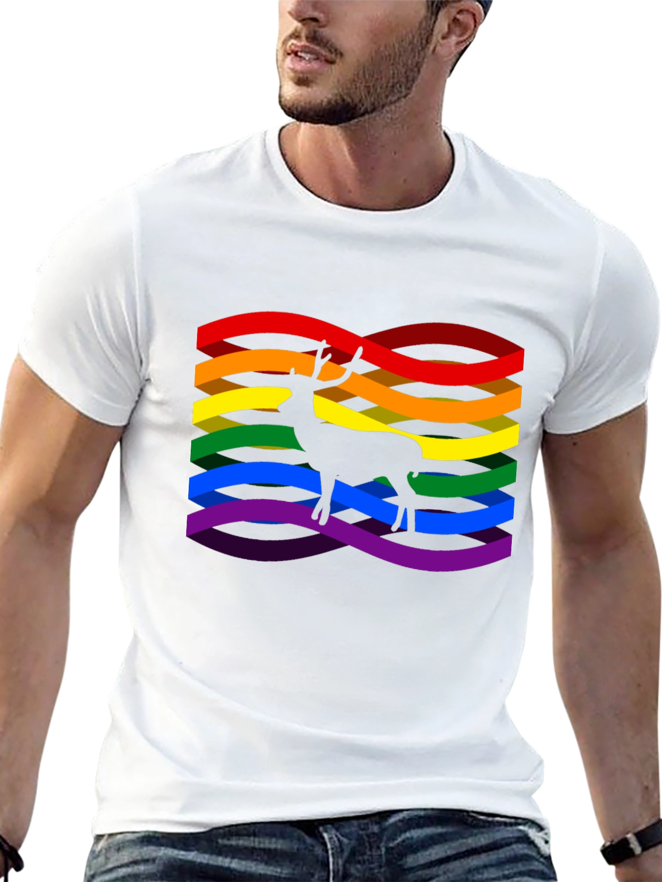Rainbow Deer Graphic Tee - Pride Style
