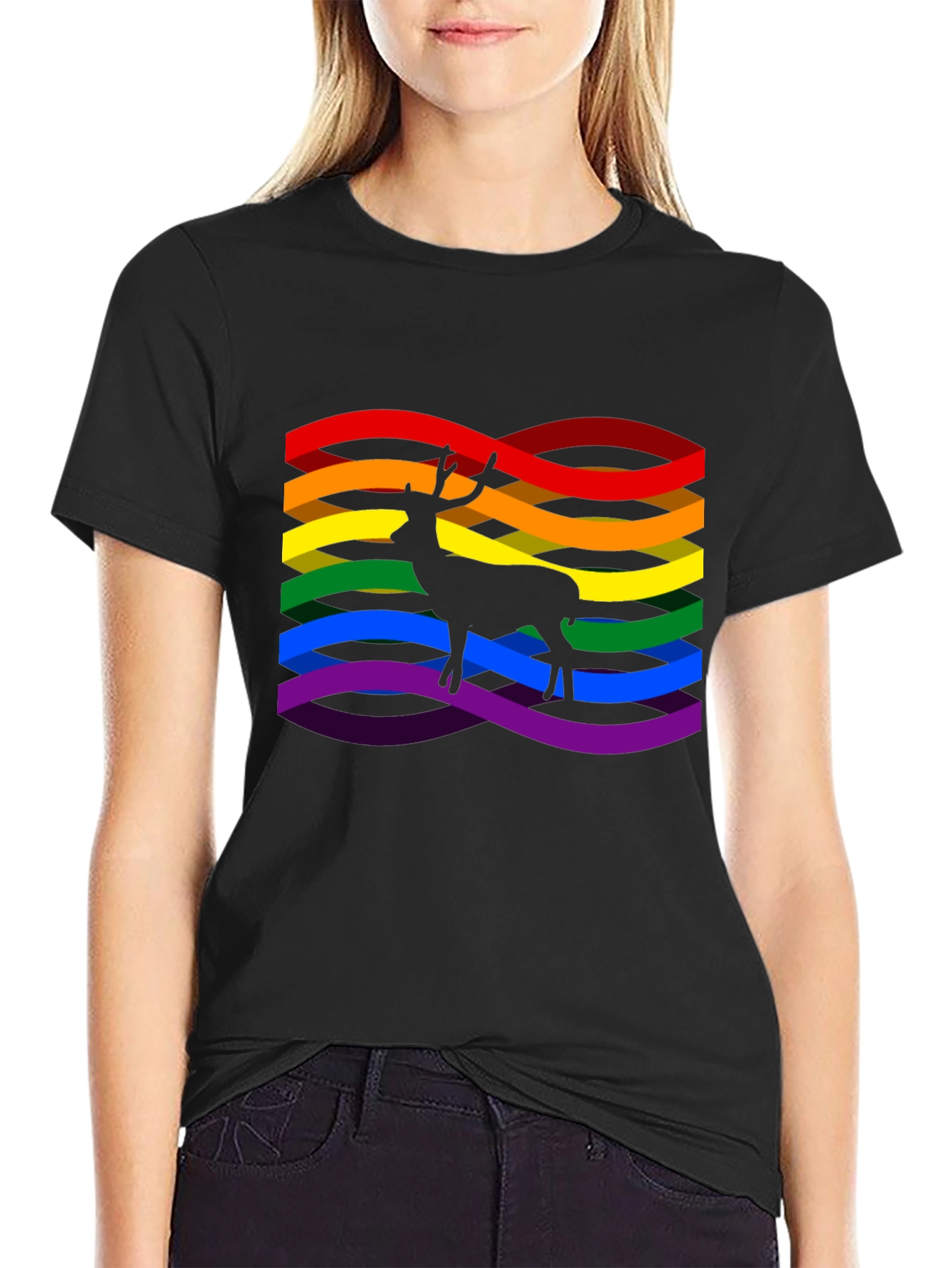 Rainbow Deer Graphic Tee - Pride Style