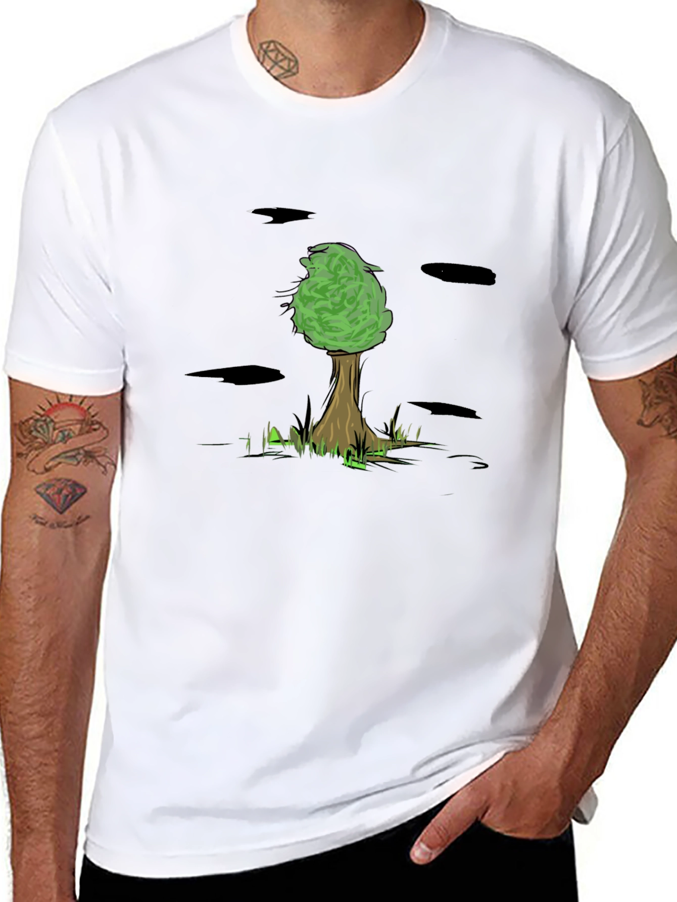 Nature Tree Graphic Black T-Shirt