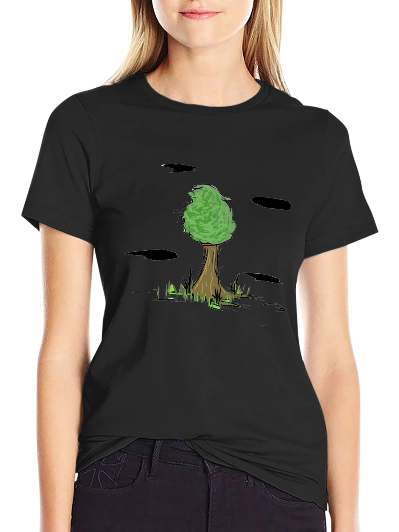 Nature Tree Graphic Black T-Shirt