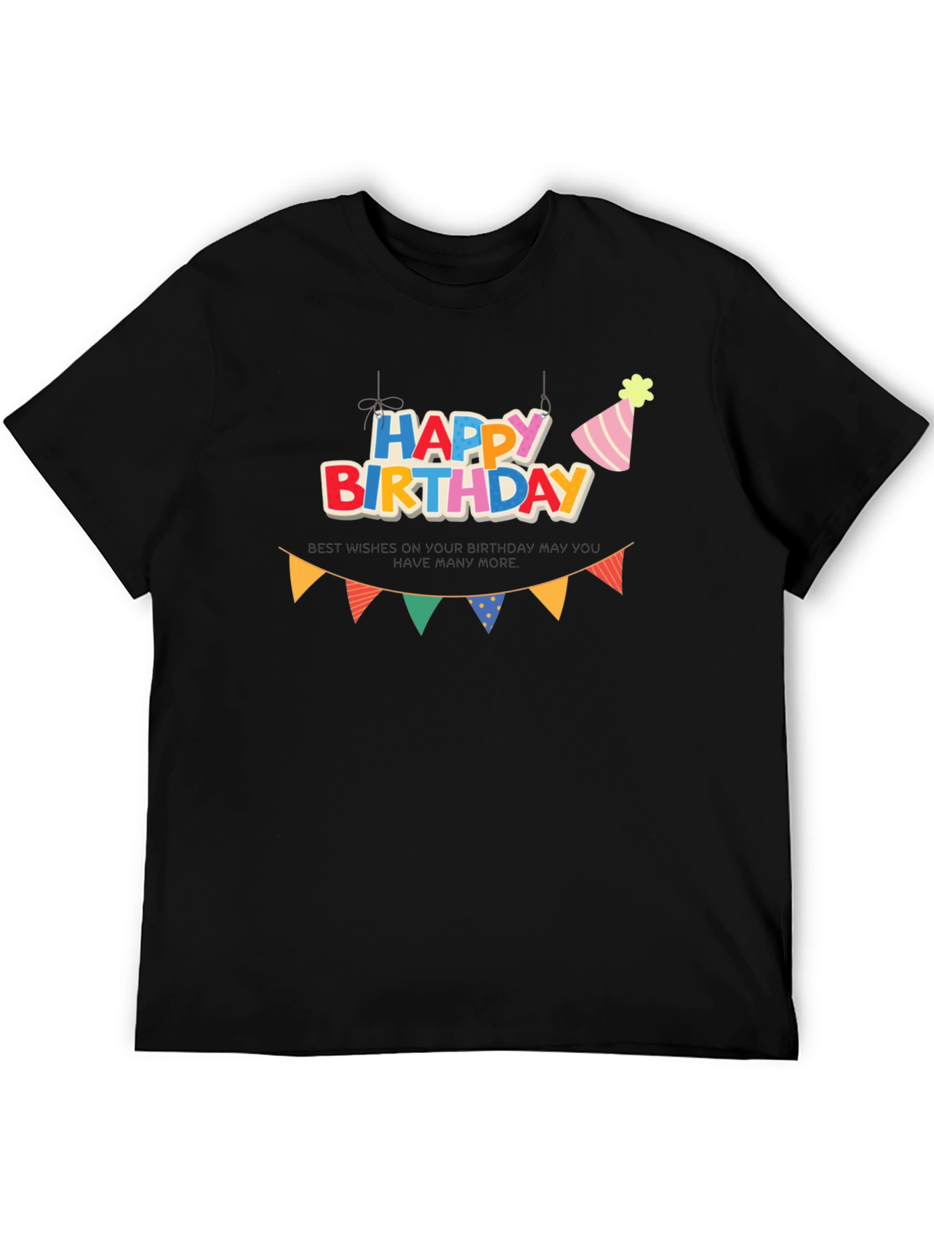 Happy Birthday Graphic Black T-Shirt