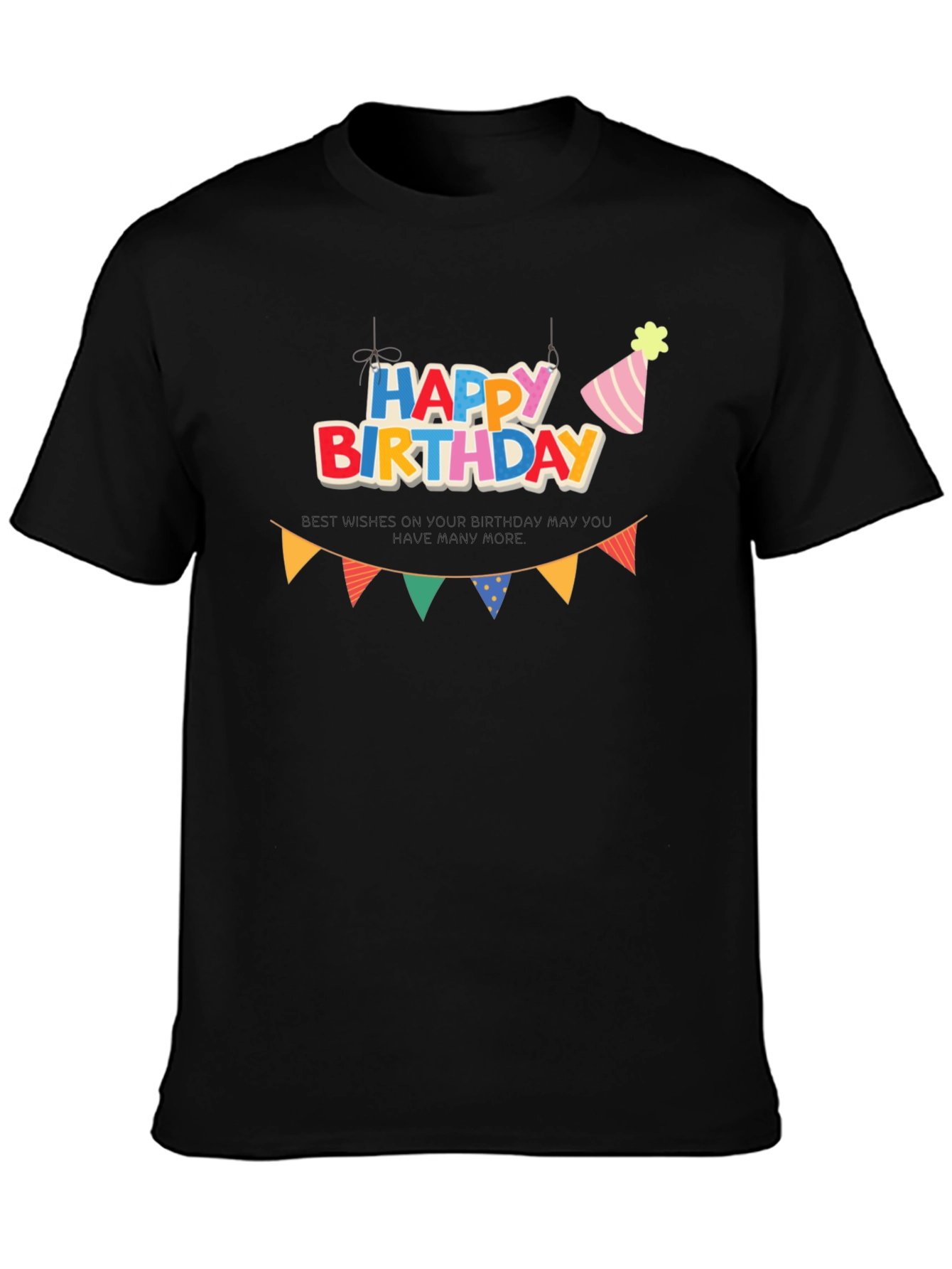 Happy Birthday Graphic Black T-Shirt