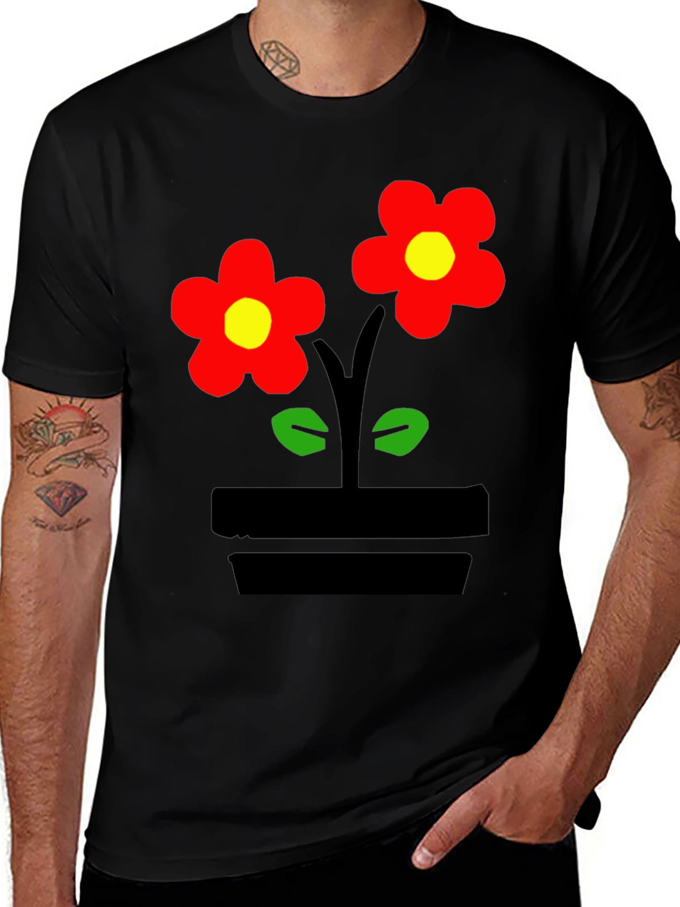 Flower Power Black T-Shirt