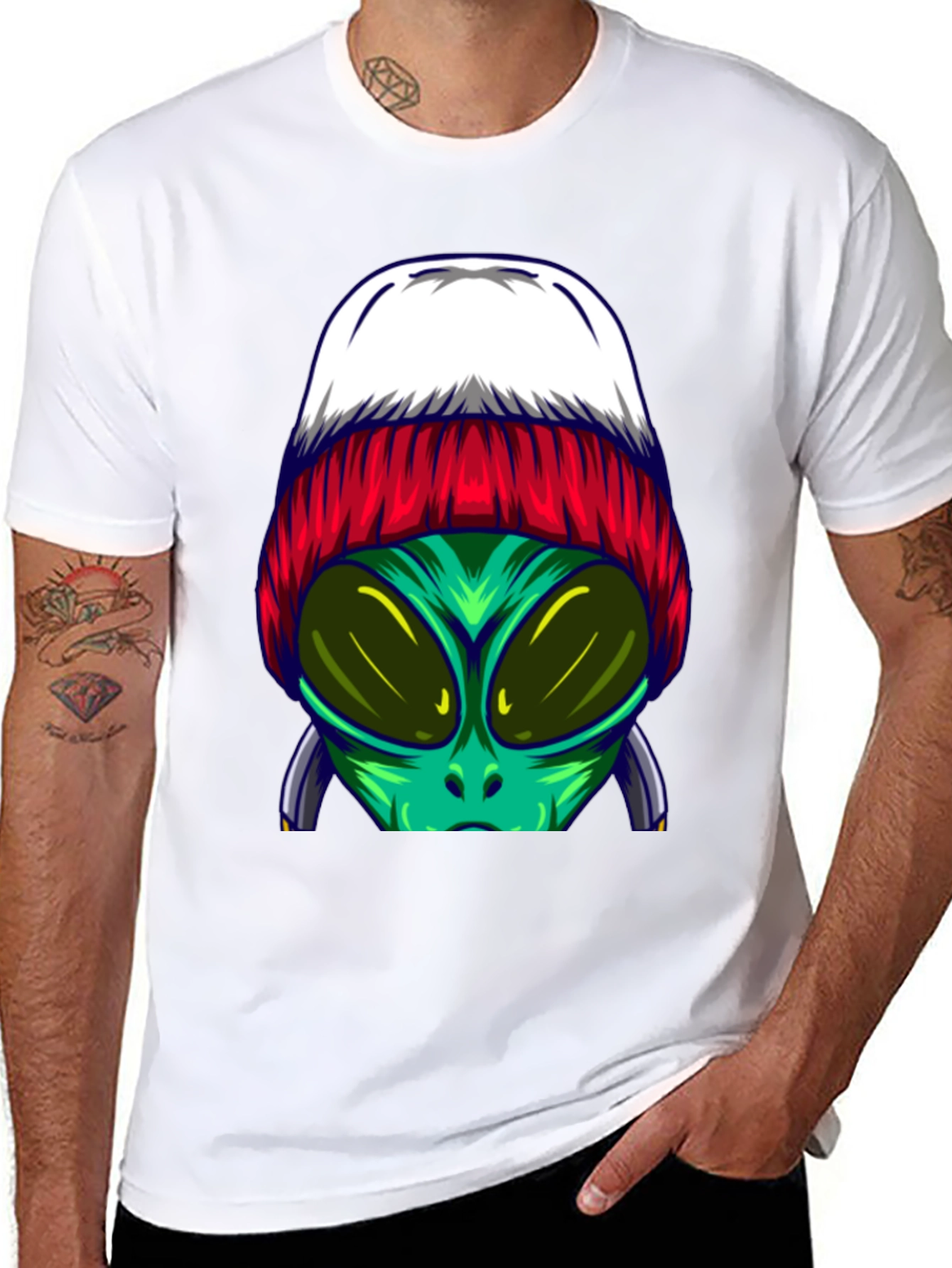 Alien Beanie T-Shirt - Cool Graphic Tee