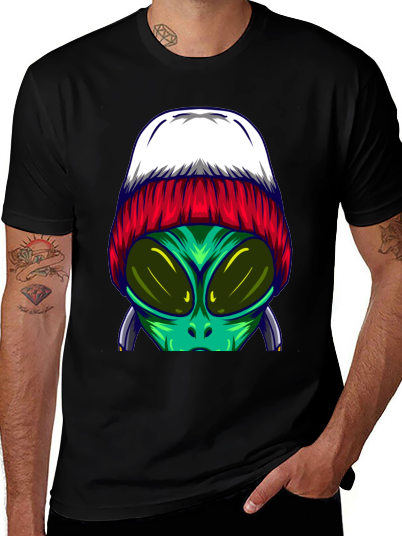 Alien Beanie T-Shirt - Cool Graphic Tee