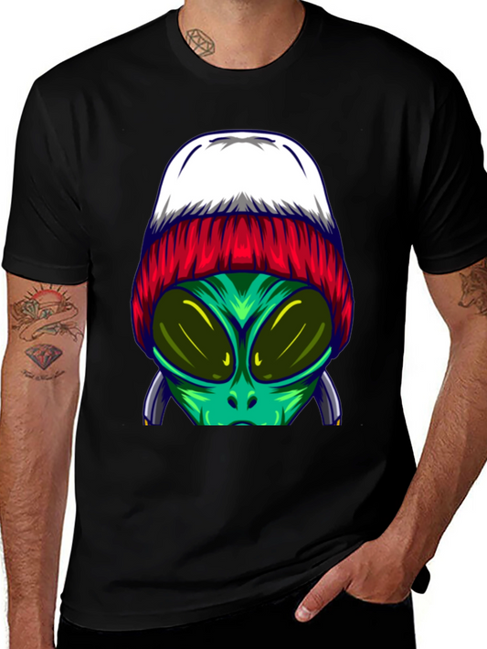 Alien Beanie T-Shirt - Cool Graphic Tee