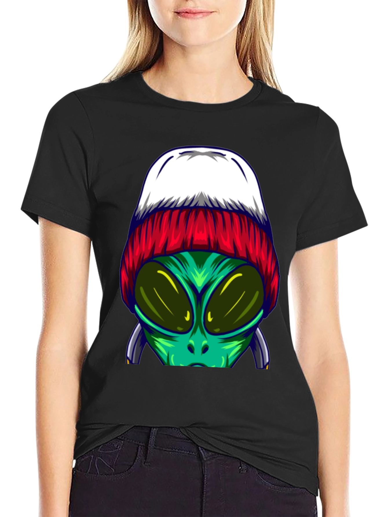 Alien Beanie T-Shirt - Cool Graphic Tee