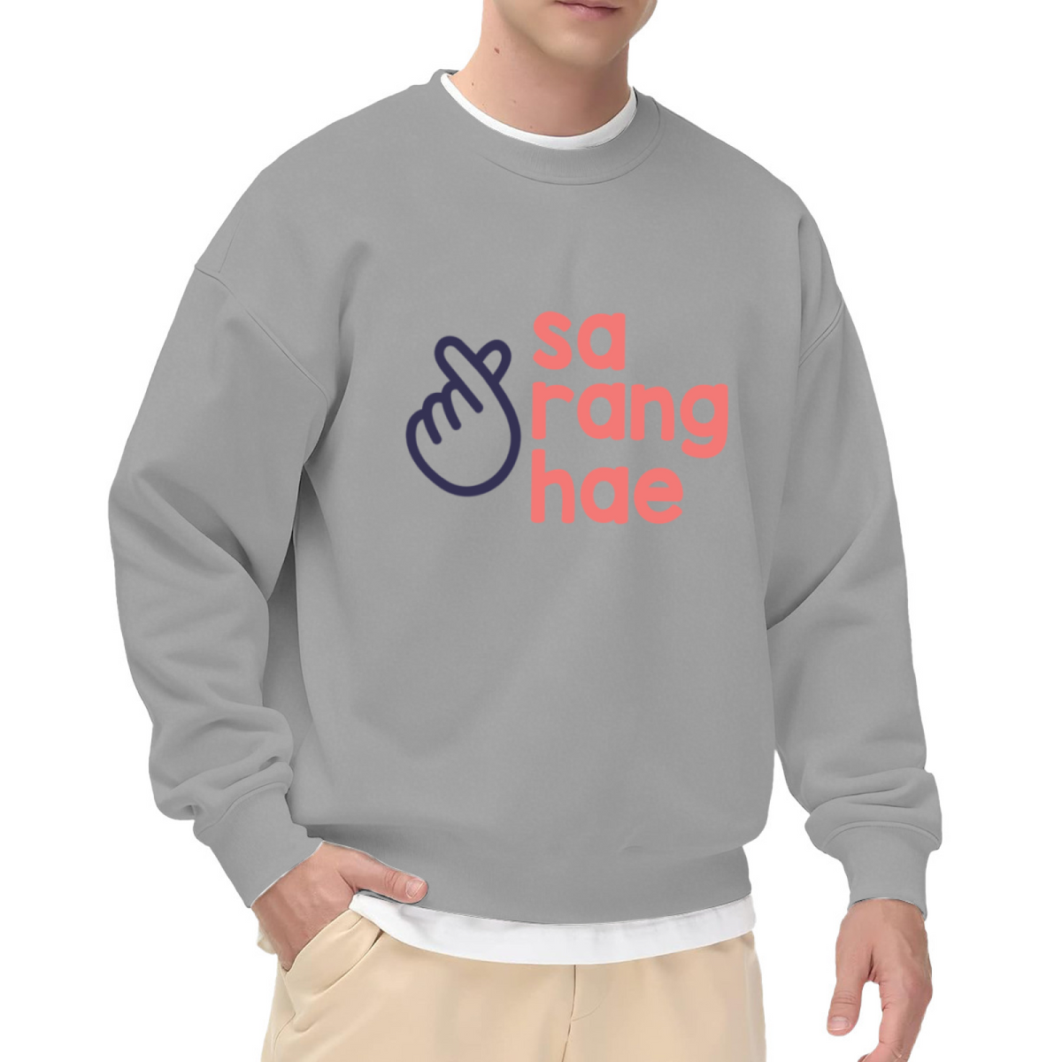 Finger Heart Sa Rang Hae - Korean Love Gesture Graphic ԲÁìÎÀÒÂ | Unisex Pullover Sweatshirt