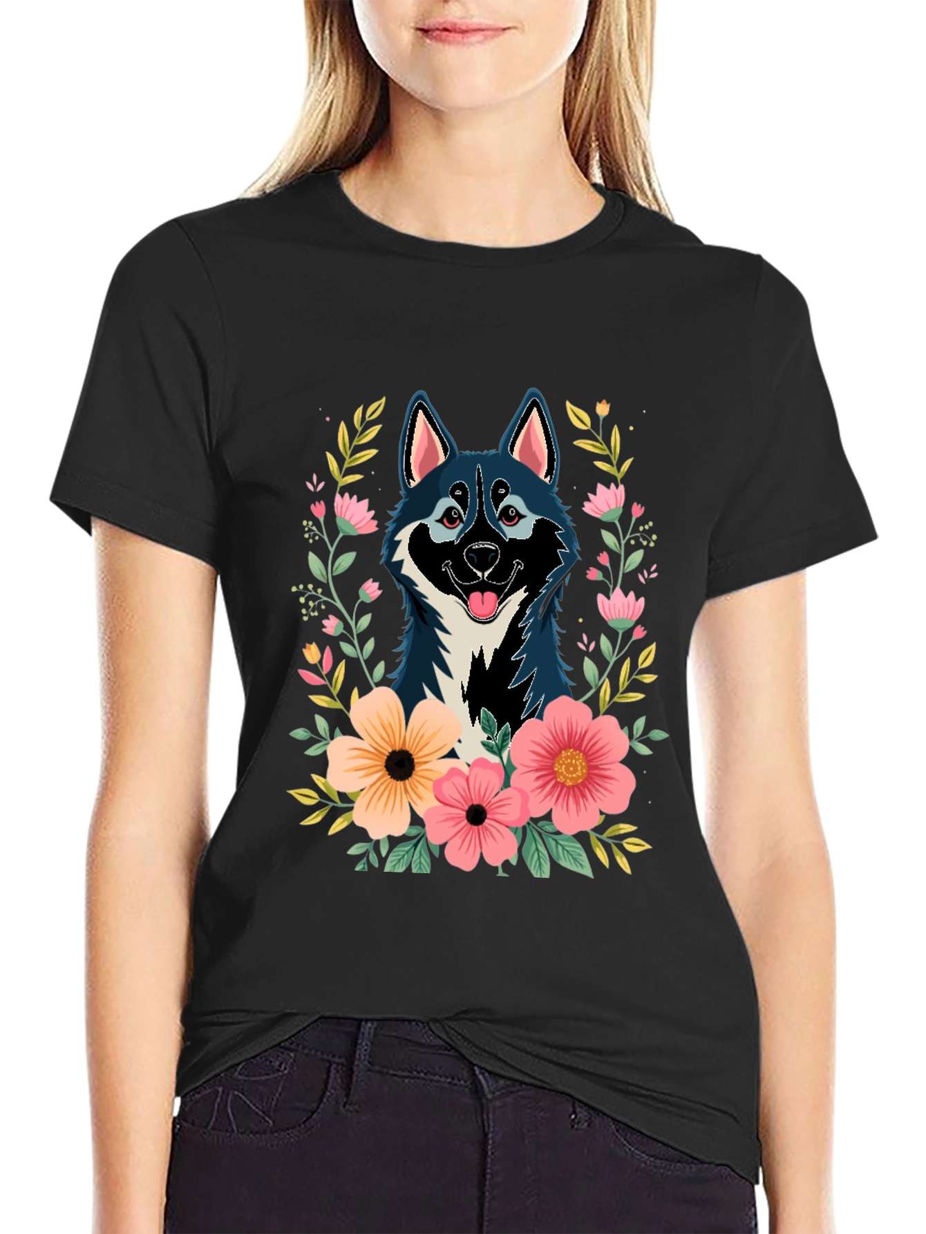 Dog & Floral T-Shirt
