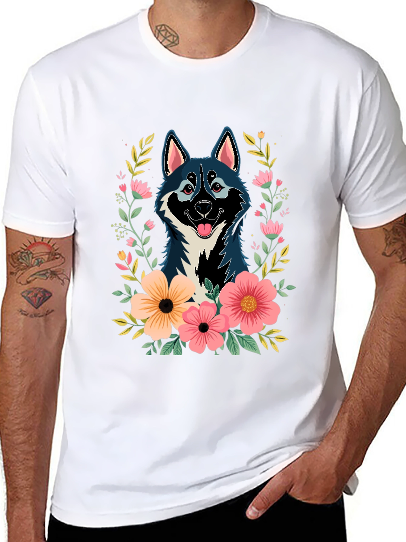 Dog & Floral T-Shirt