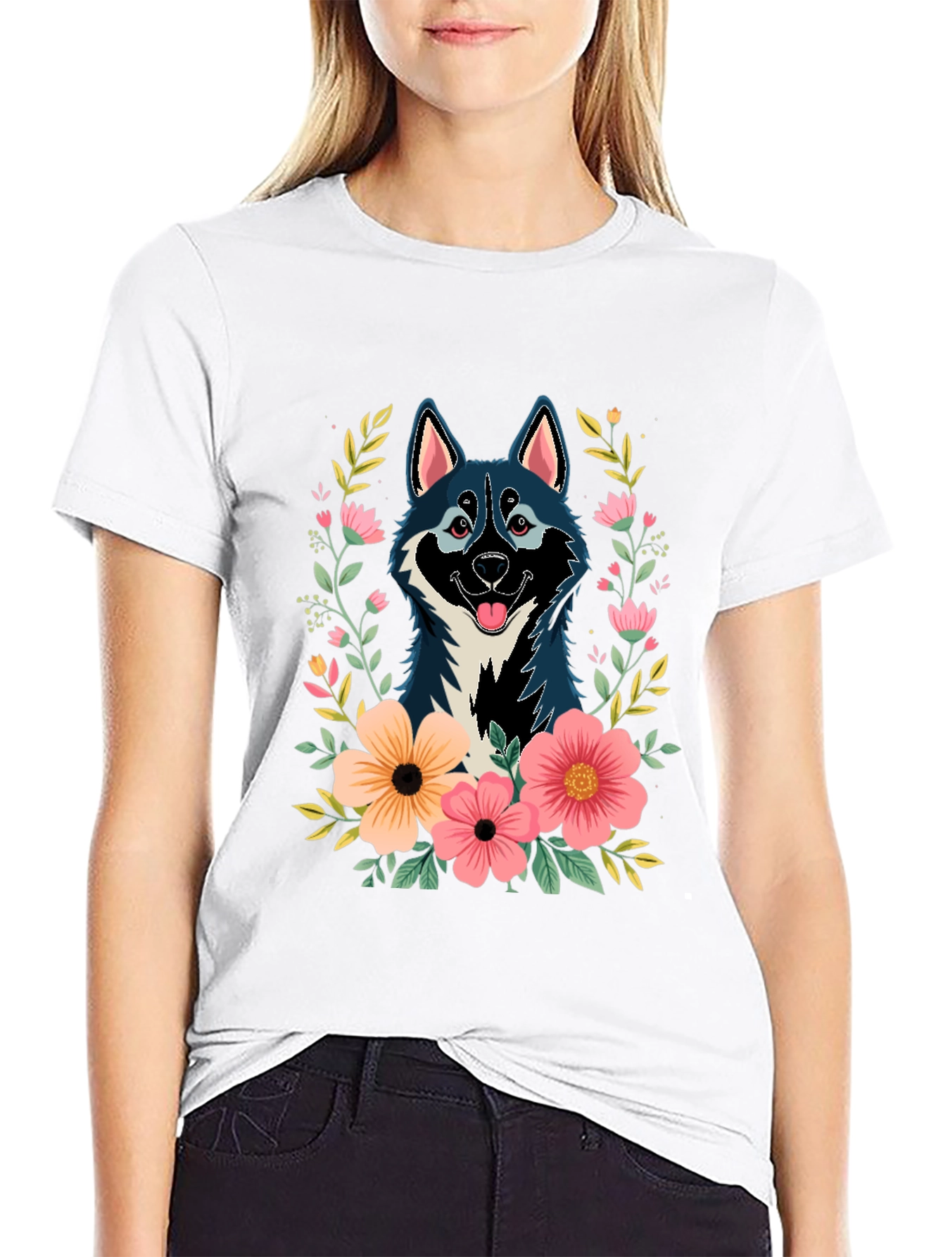 Dog & Floral T-Shirt