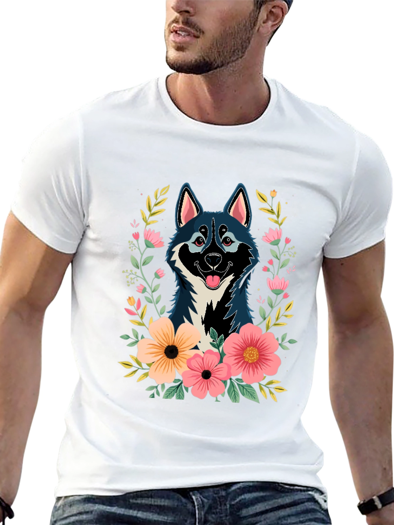 Dog & Floral T-Shirt