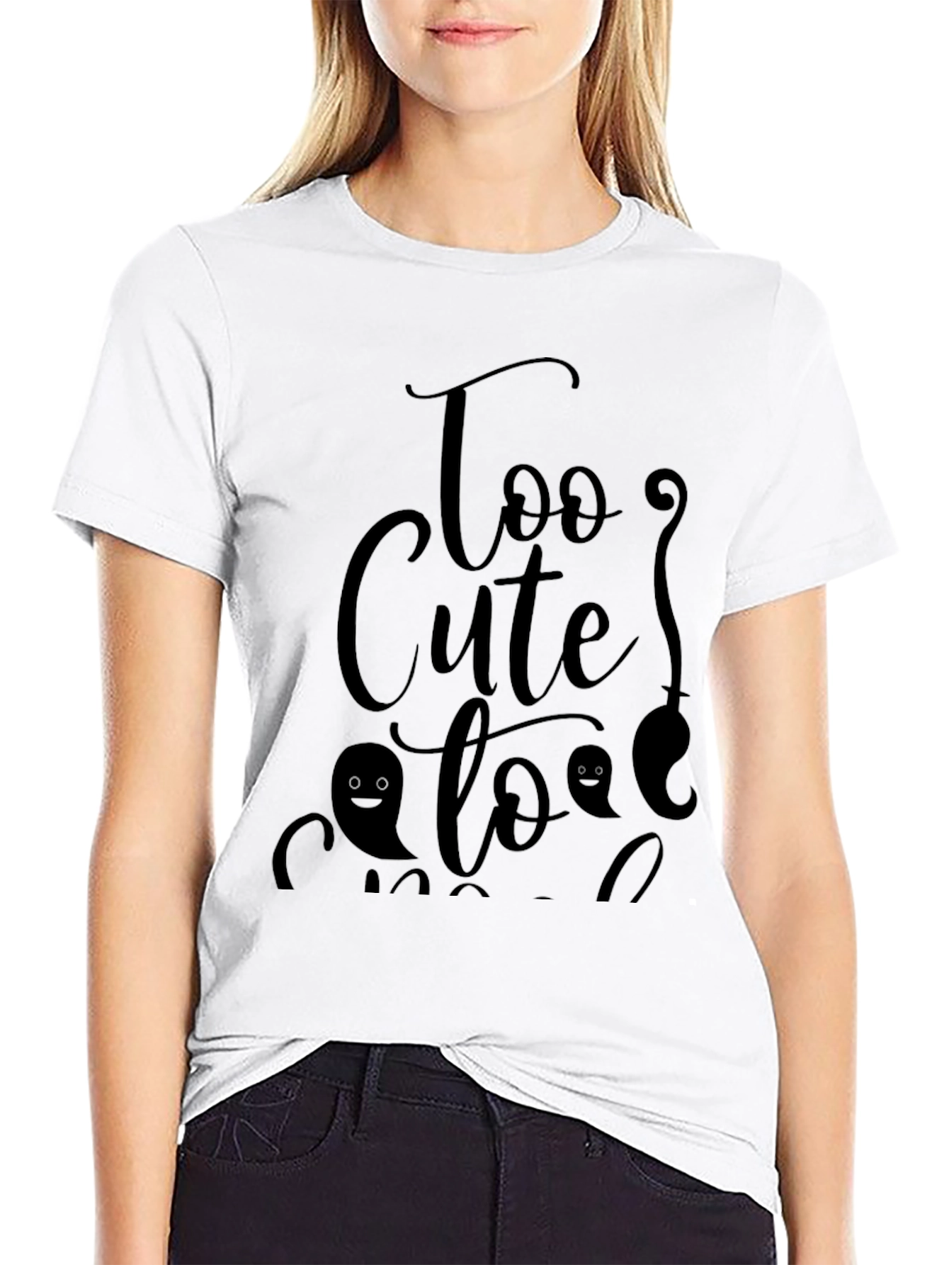 Too Cute to Spook Black Graphic Tee