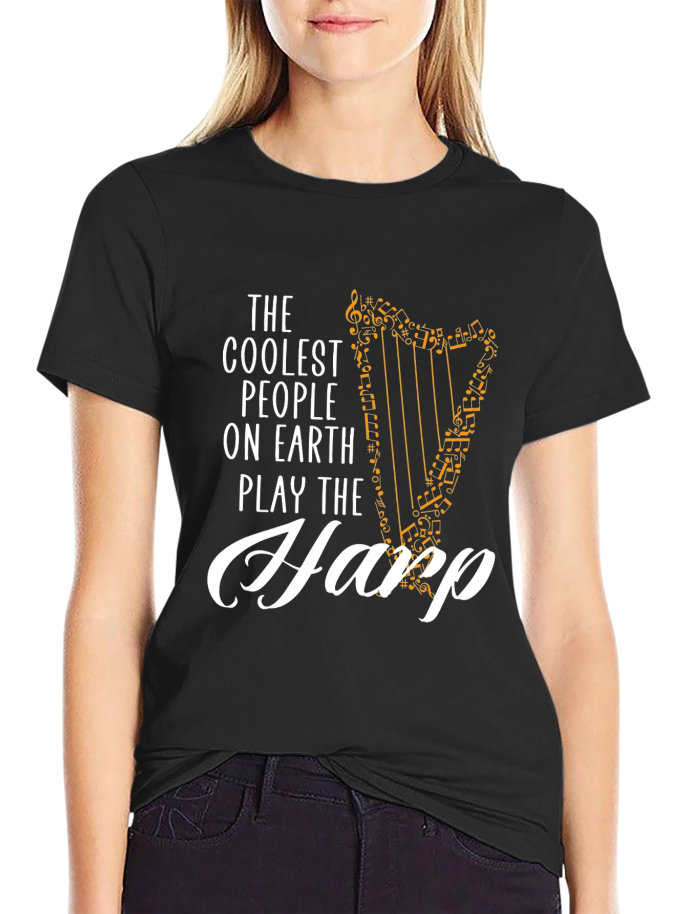 Coolest People Harp Player Black T-Shirt
