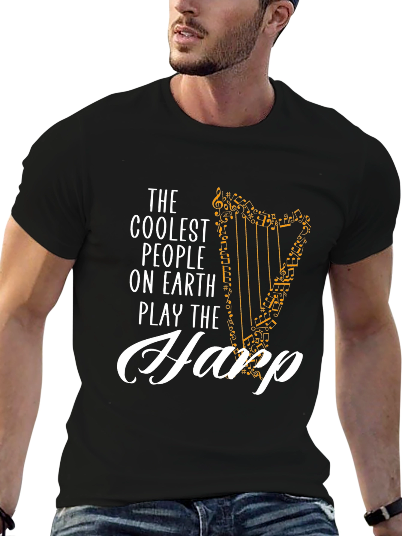 Coolest People Harp Player Black T-Shirt