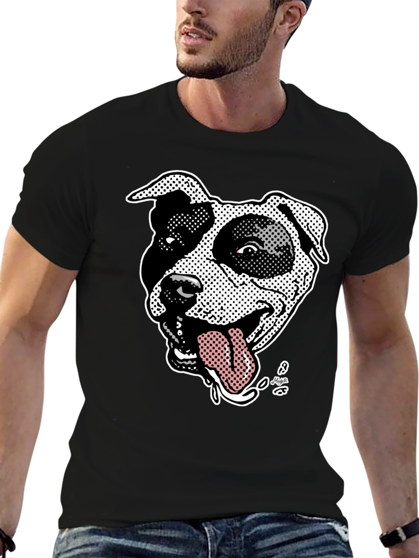 Pitbull Dog Graphic Black T-Shirt