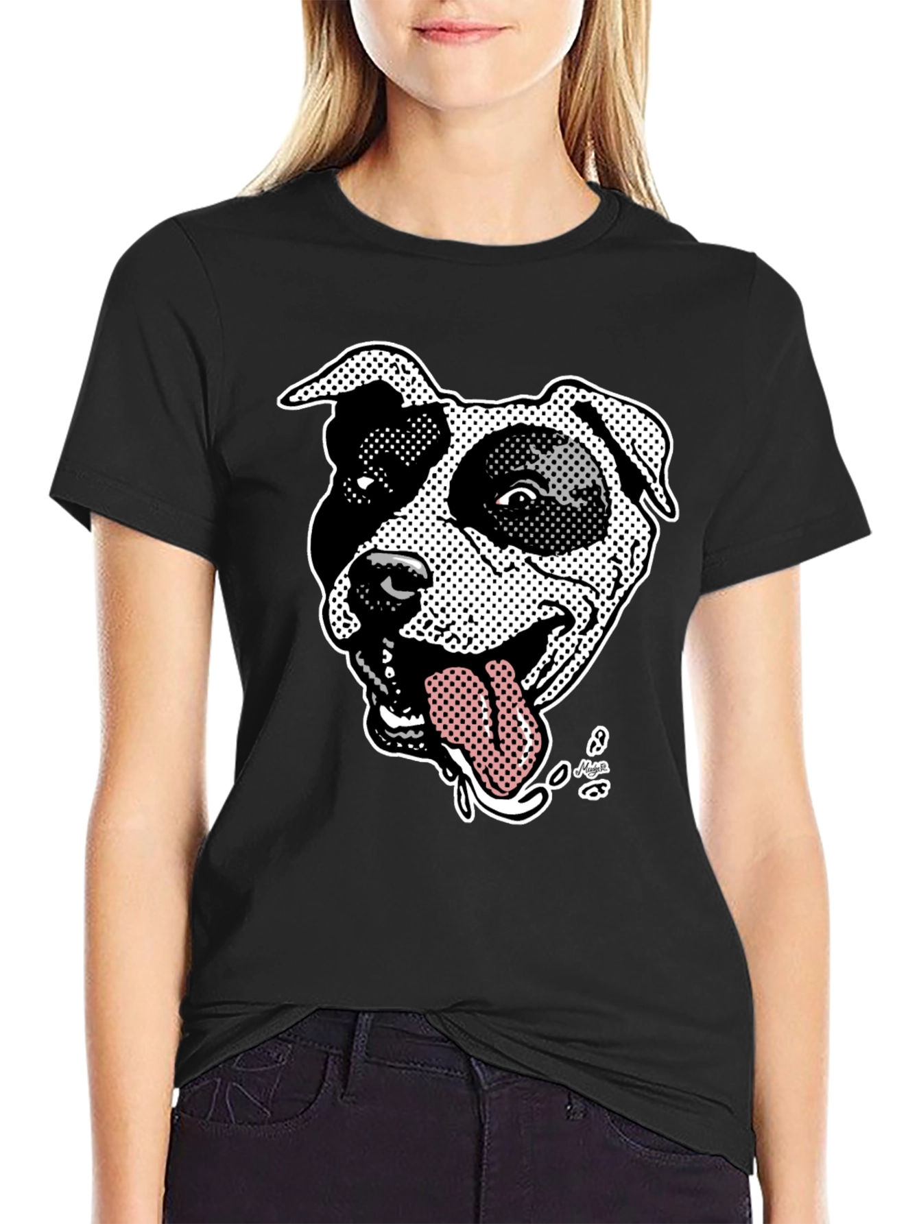 Pitbull Dog Graphic Black T-Shirt